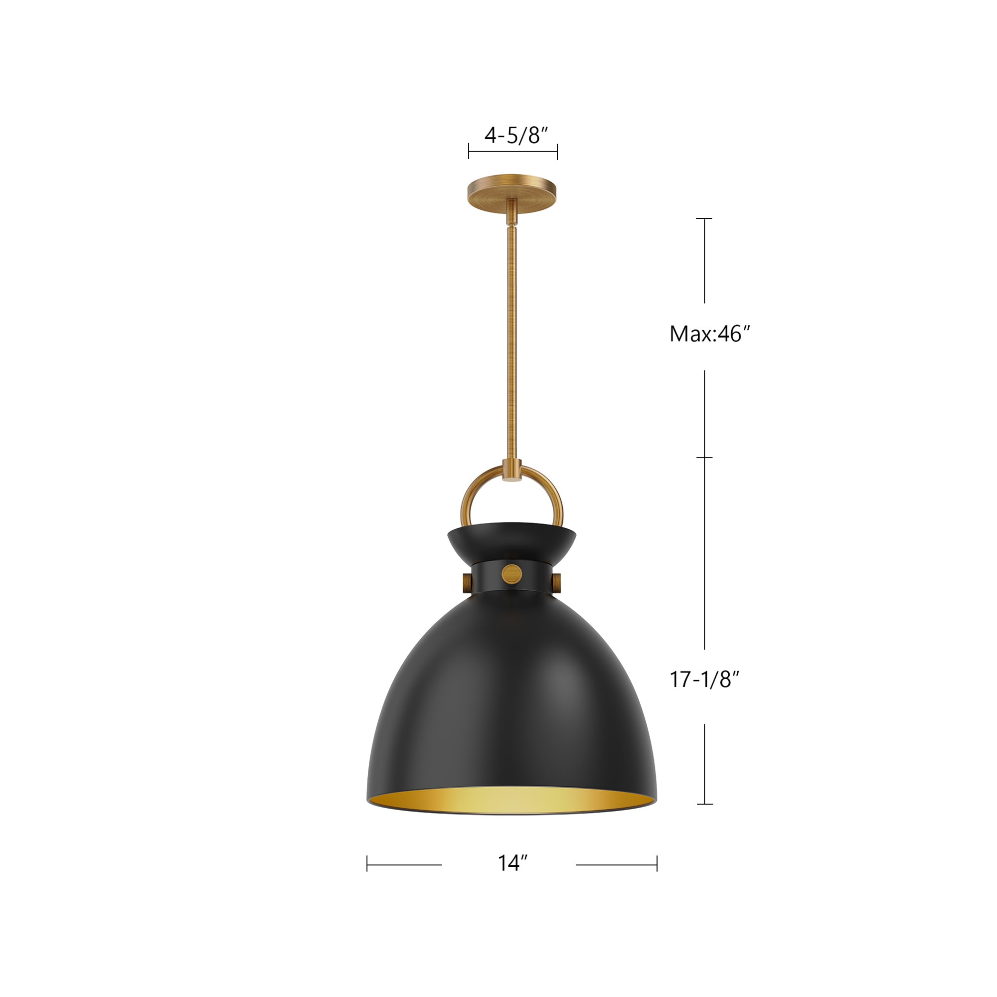 Waldo 14-in Aged Gold/Matte Black 1 Light Pendant