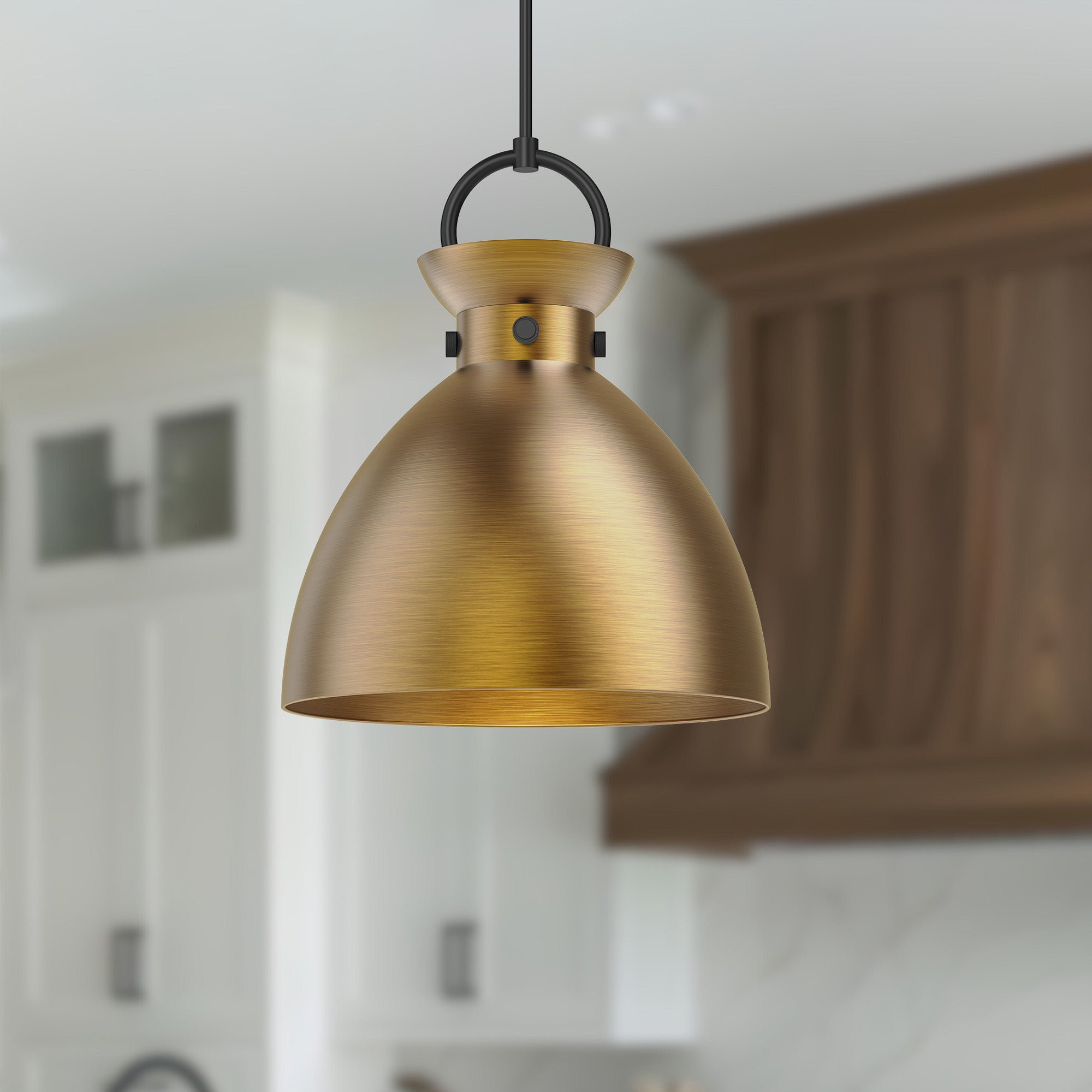 Waldo 18-in Matte Black/Aged Gold 1 Light Pendant