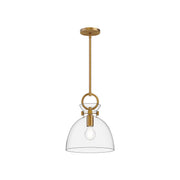 Waldo 11-in Aged Gold/Clear 1 Light Pendant
