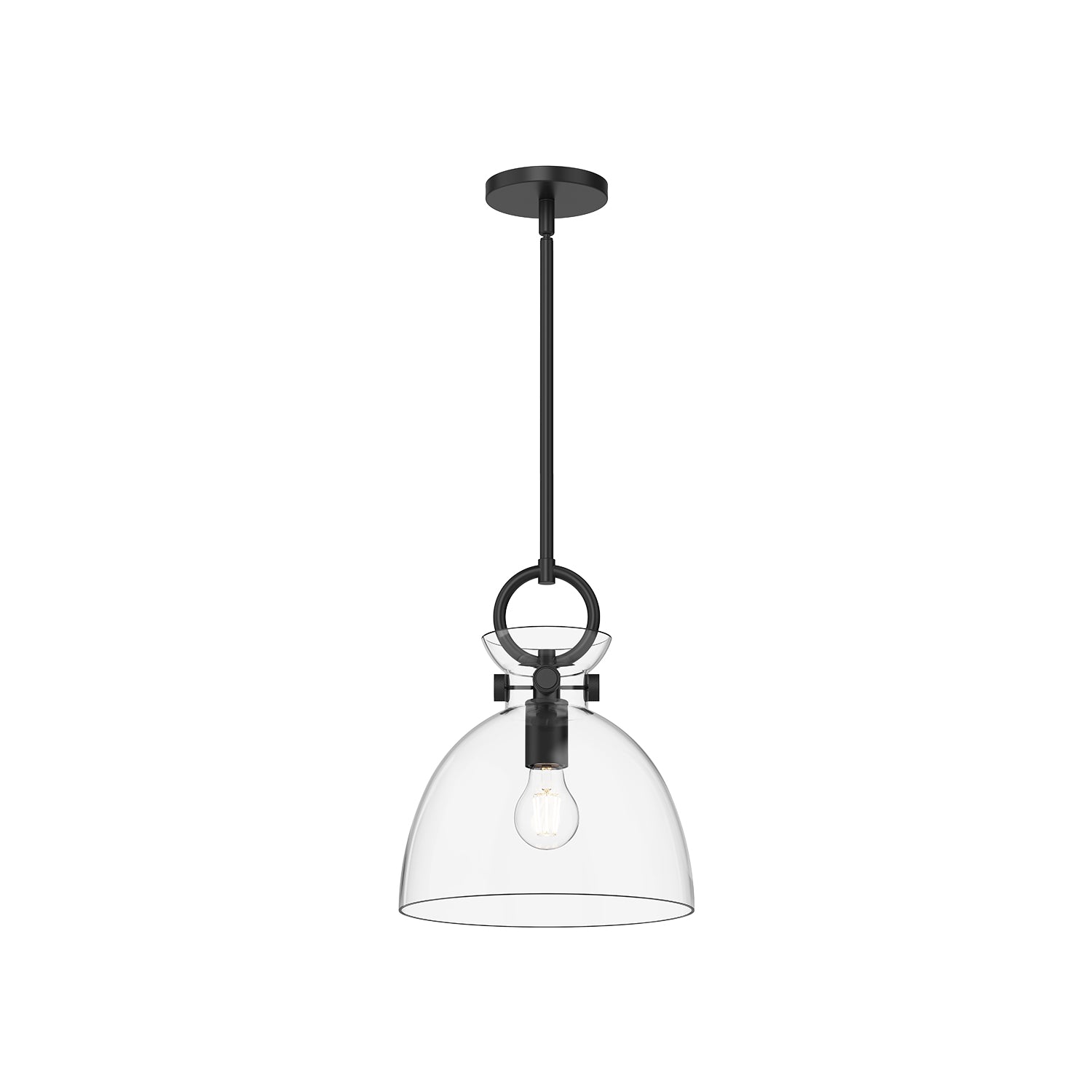 Waldo 11-in Matte Black/Clear Glass 1 Light Pendant