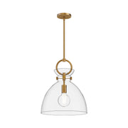 Waldo 14-in Aged Gold/Clear 1 Light Pendant
