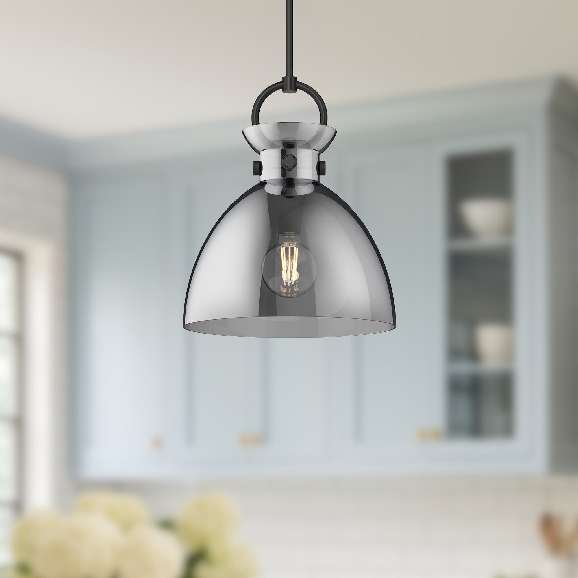 Waldo 14-in Matte Black/Smoked 1 Light Pendant