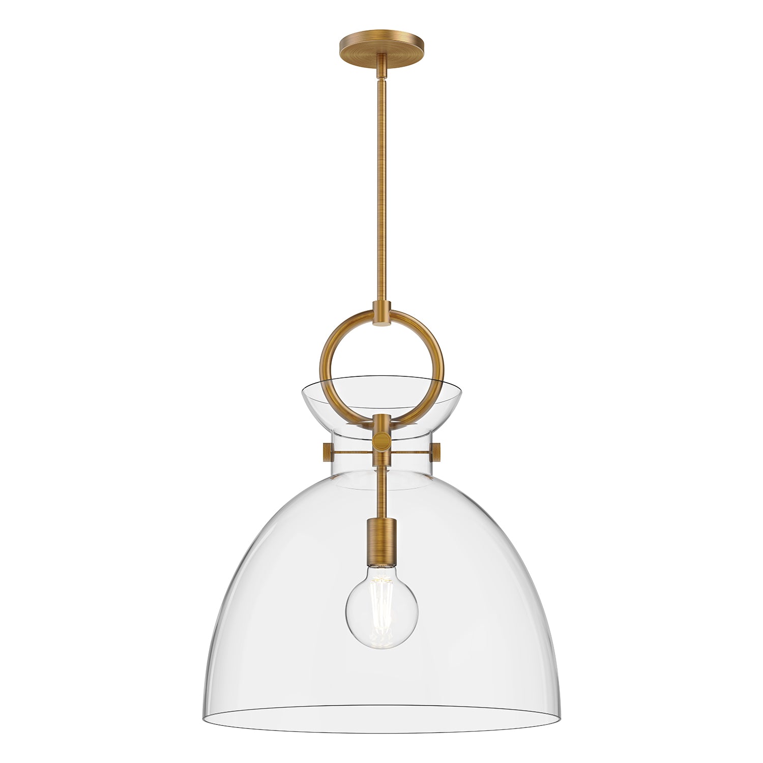 Waldo 18-in Aged Gold/Clear 1 Light Pendant
