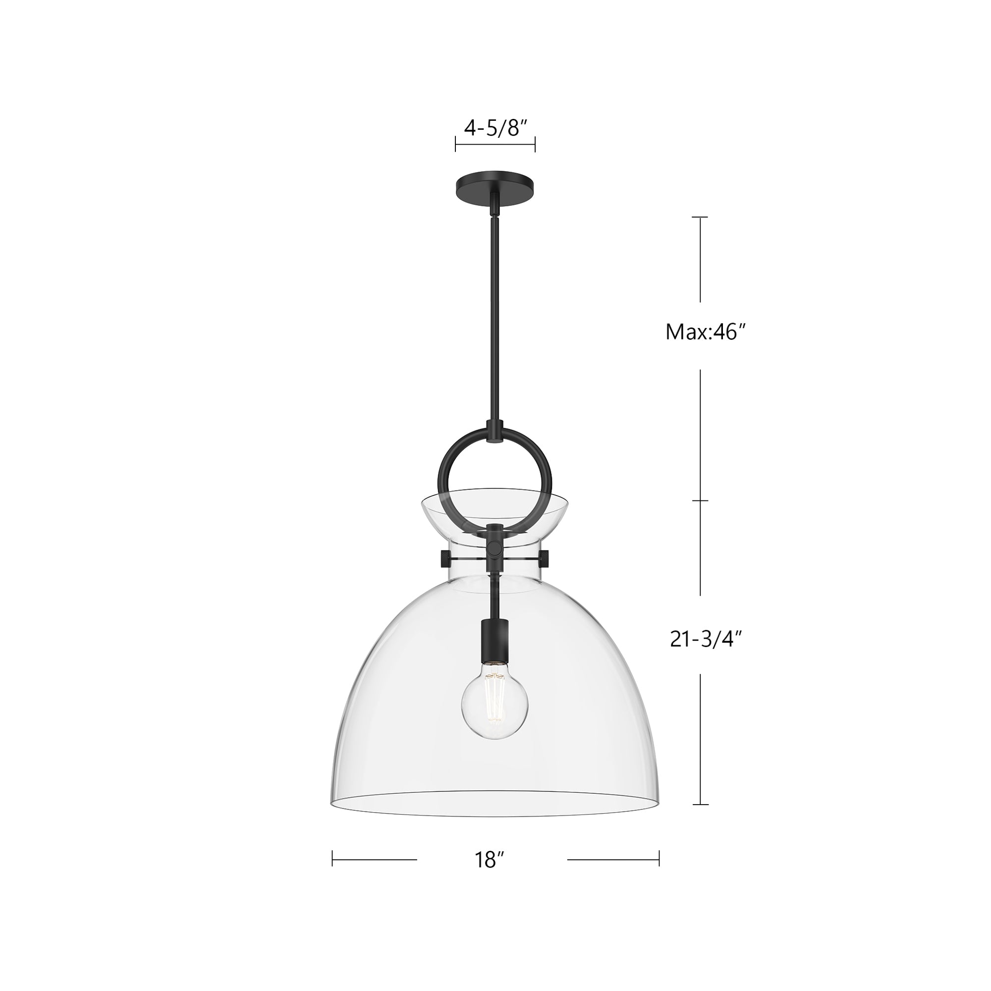 Waldo 18-in Matte Black/Smoked 1 Light Pendant