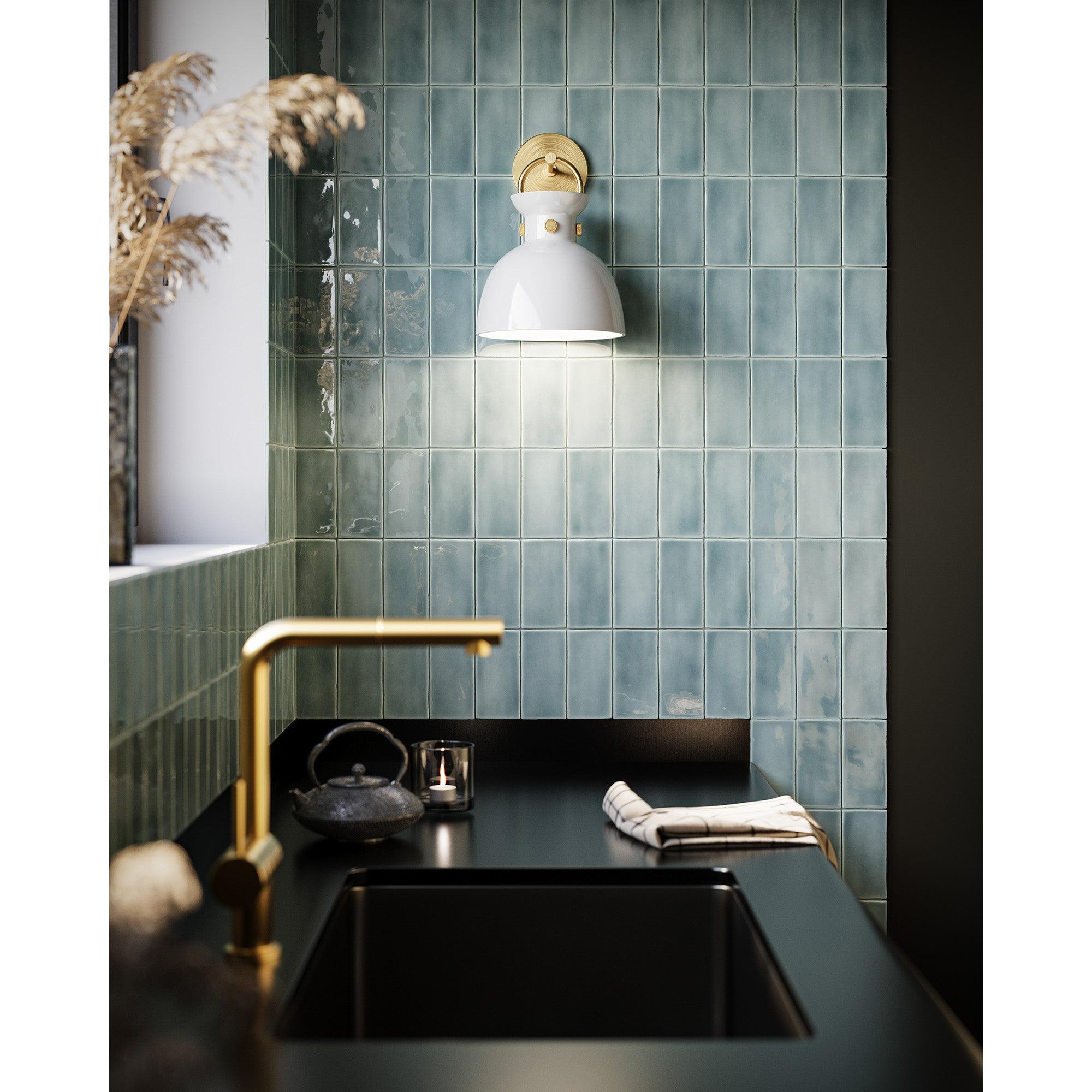 Waldo 9-in Aged Gold/Glossy Opal Glass 1 Light Wall/Vanity