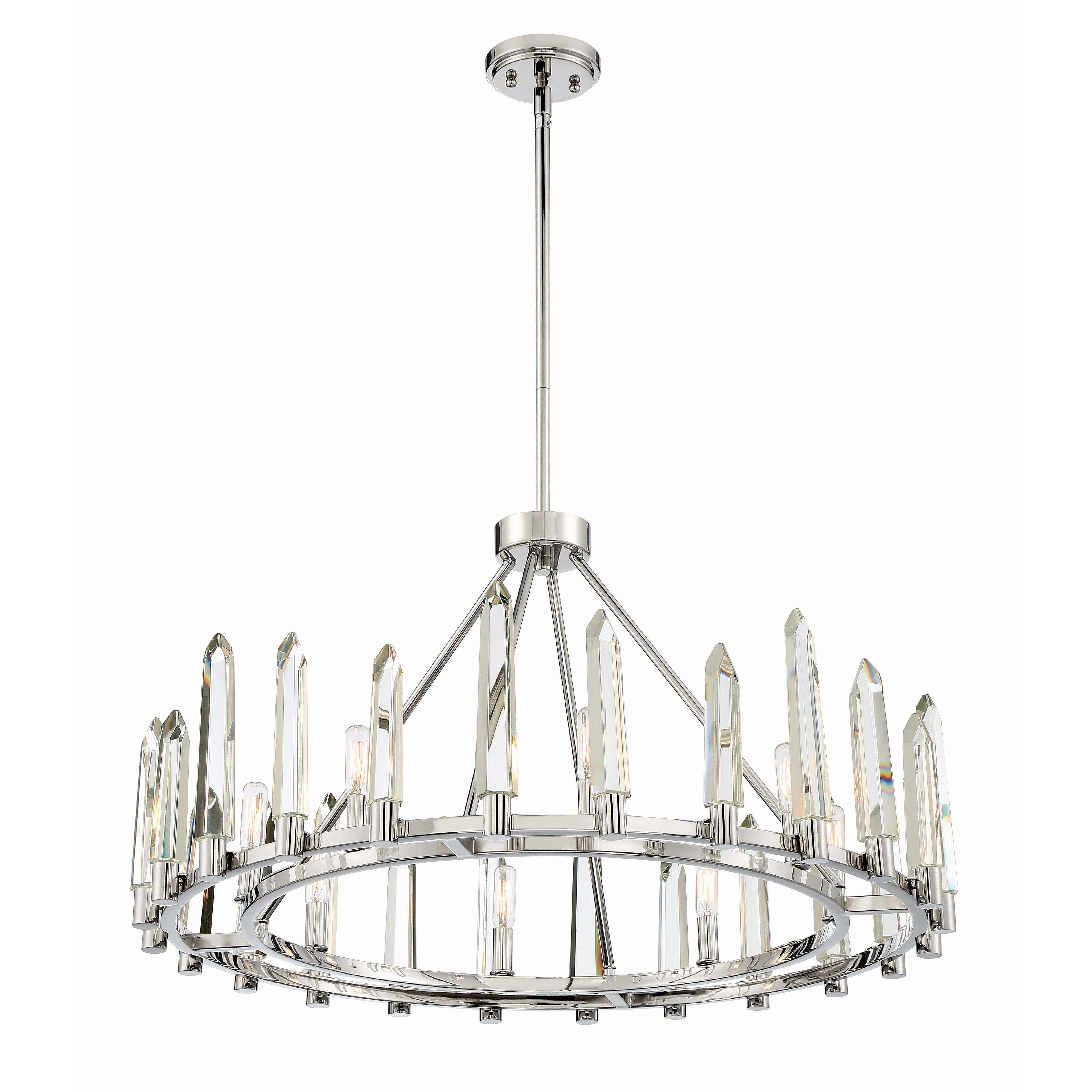 Crystorama Watson WAT-B2008-PN – 32 Inch – 8 Light – Chandelier – Polished Nickel – Damp Rated