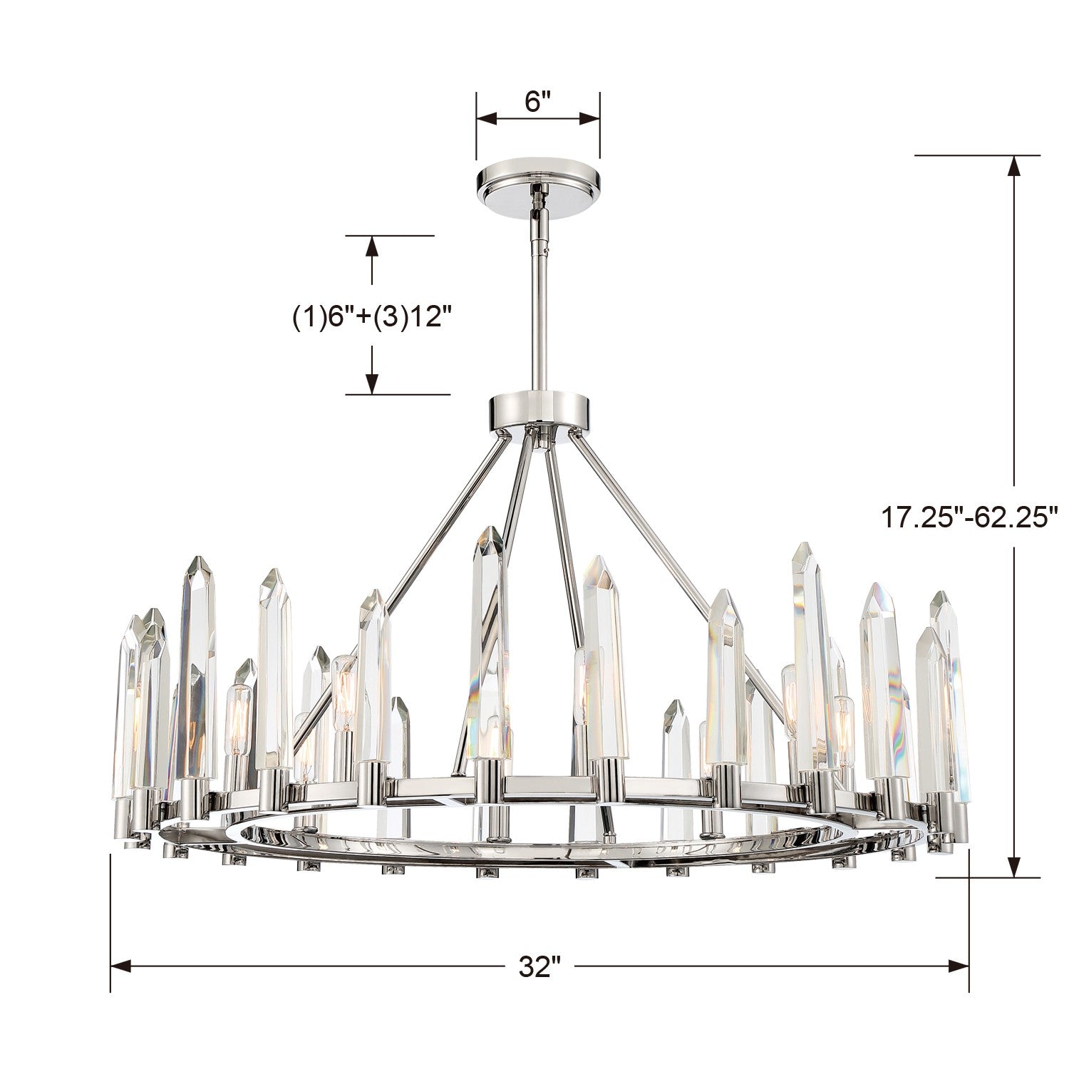 Crystorama Watson WAT-B2008-PN – 32 Inch – 8 Light – Chandelier – Polished Nickel – Damp Rated