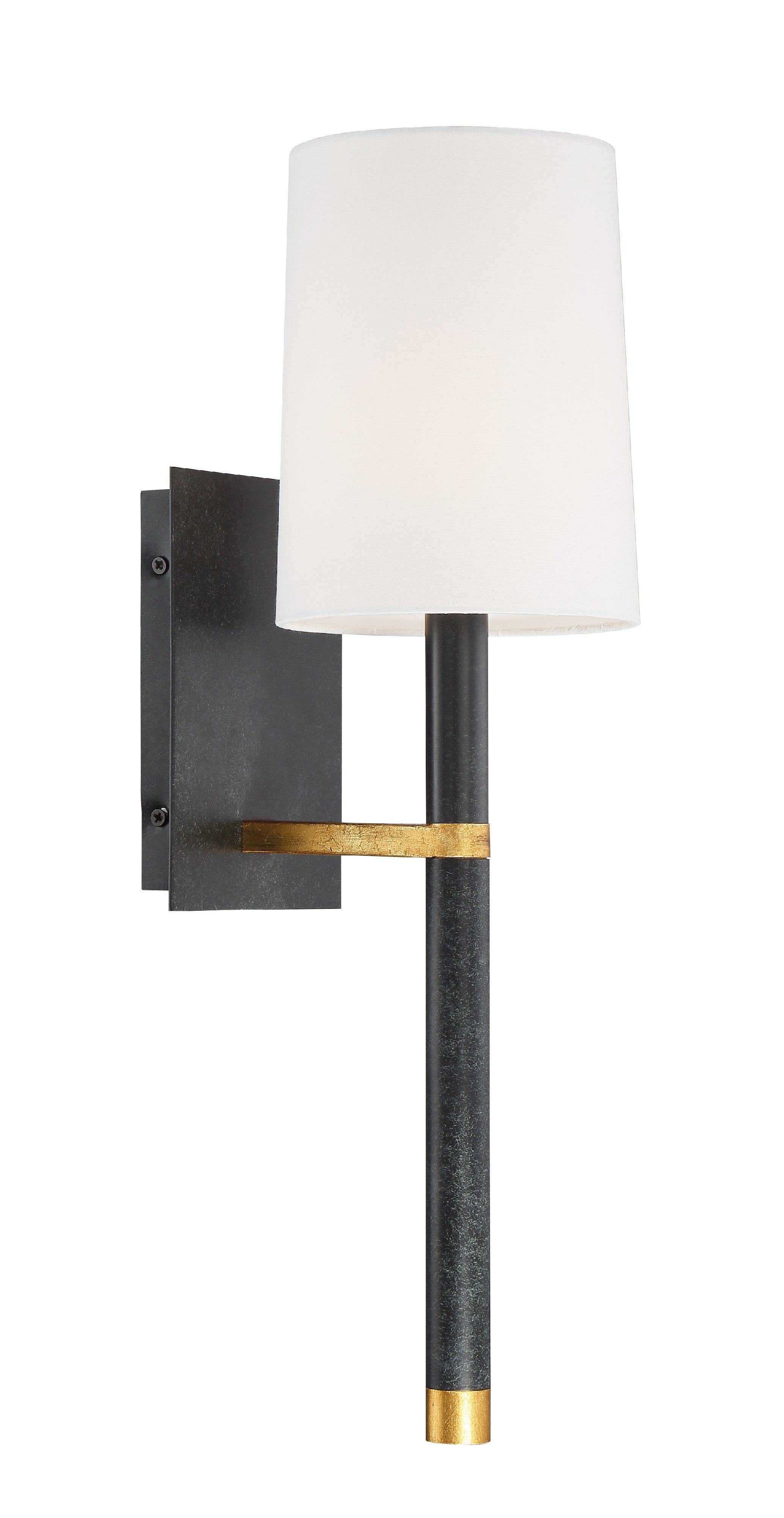 Crystorama Weston WES-9901-BK-GA – 5.5 Inch – 1 Light – Sconce – Black + Antique Gold – Dry Rated