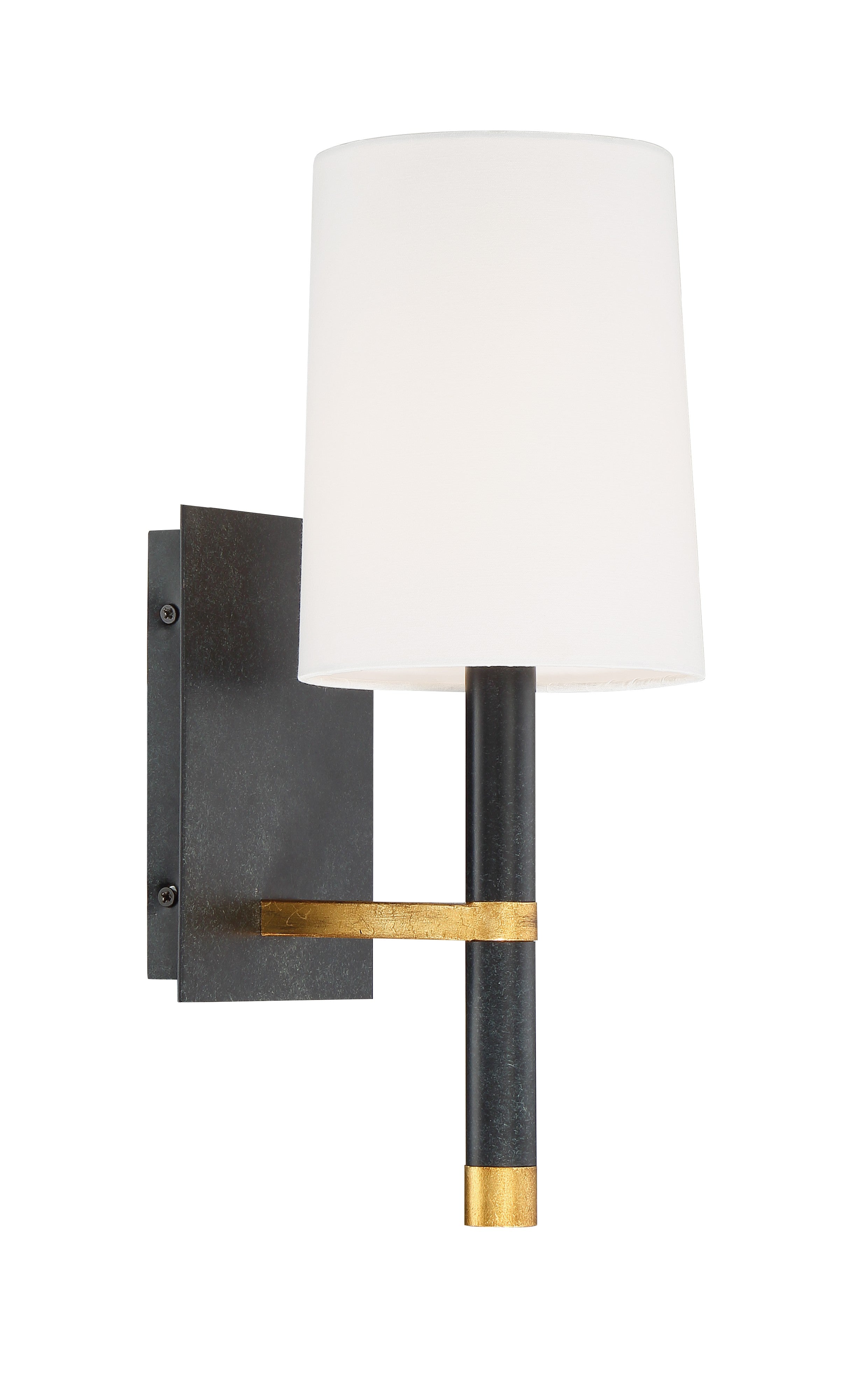 Crystorama Weston WES-9901-BK-GA – 5.5 Inch – 1 Light – Sconce – Black + Antique Gold – Dry Rated