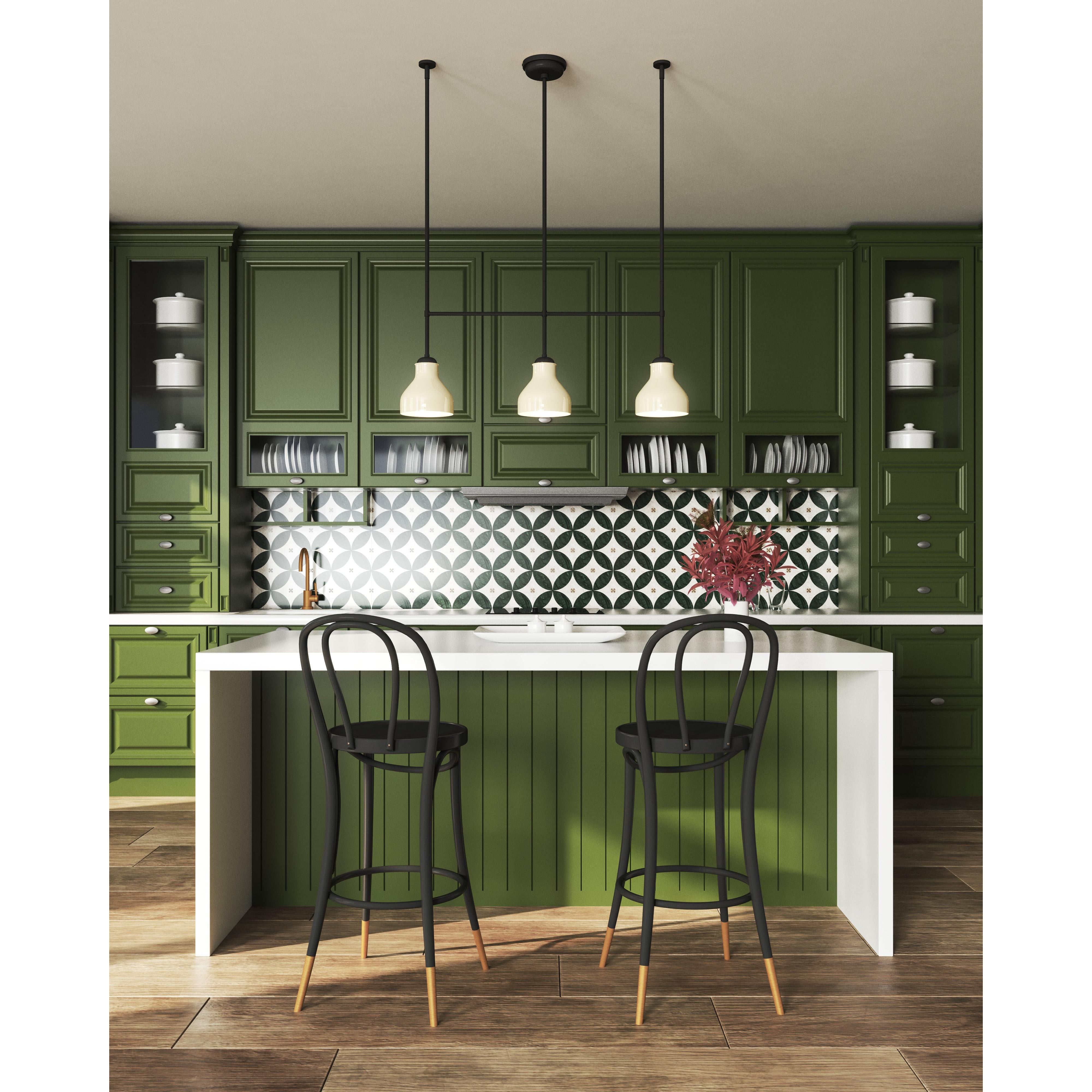 Westlake 34-in Glossy Opal Glass/Matte Black 3 Lights Linear Pendant