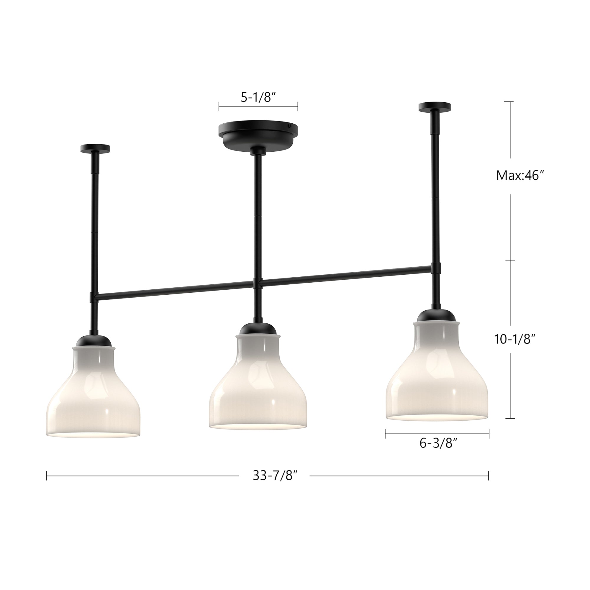 Westlake 34-in Brushed Nickel/Glossy Opal Glass 3 Lights Linear Pendant