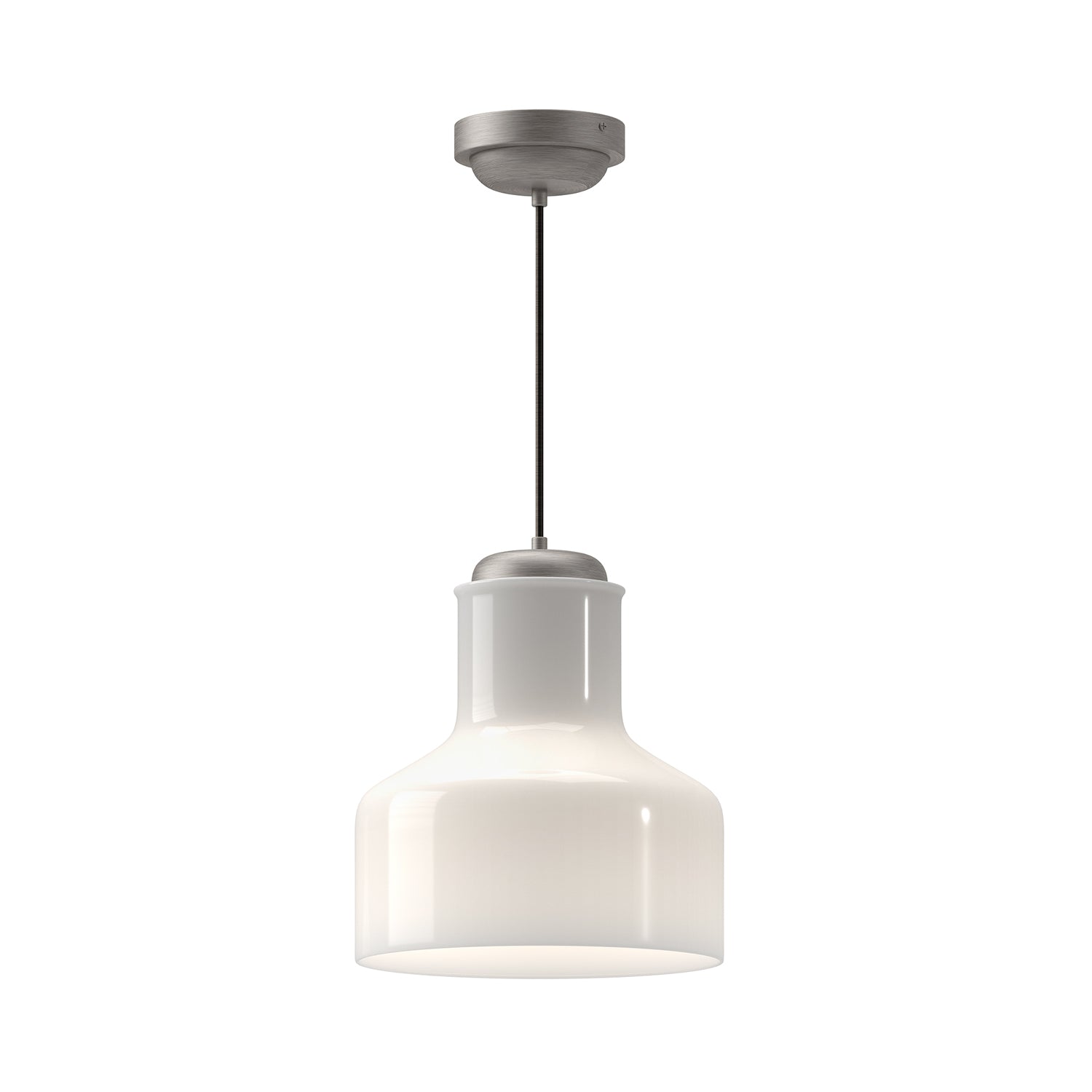 Westlake 11-in Brushed Nickel/Glossy Opal Glass 1 Light Pendant