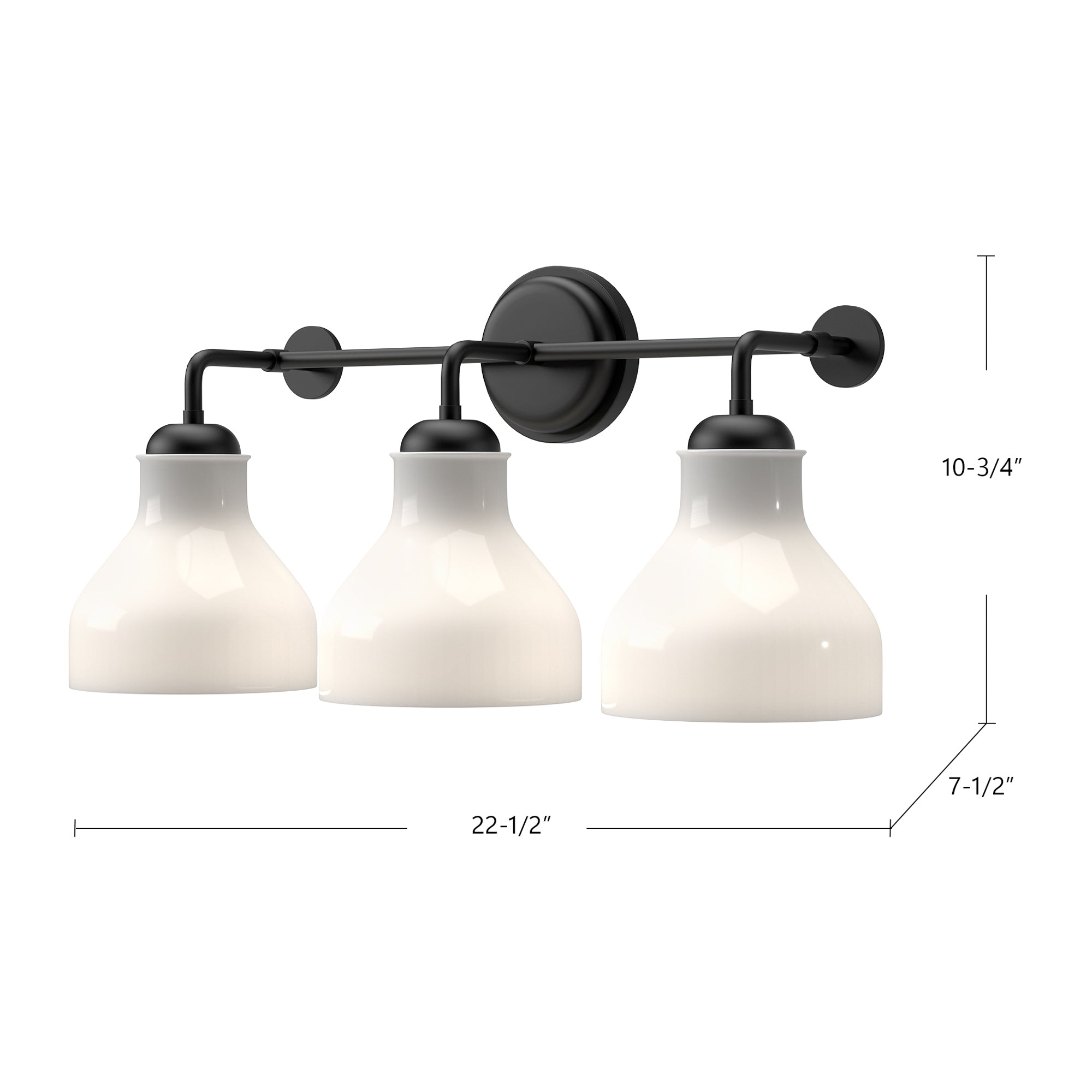 Westlake 22-in Glossy Opal Glass/Matte Black 3 Lights Vanity