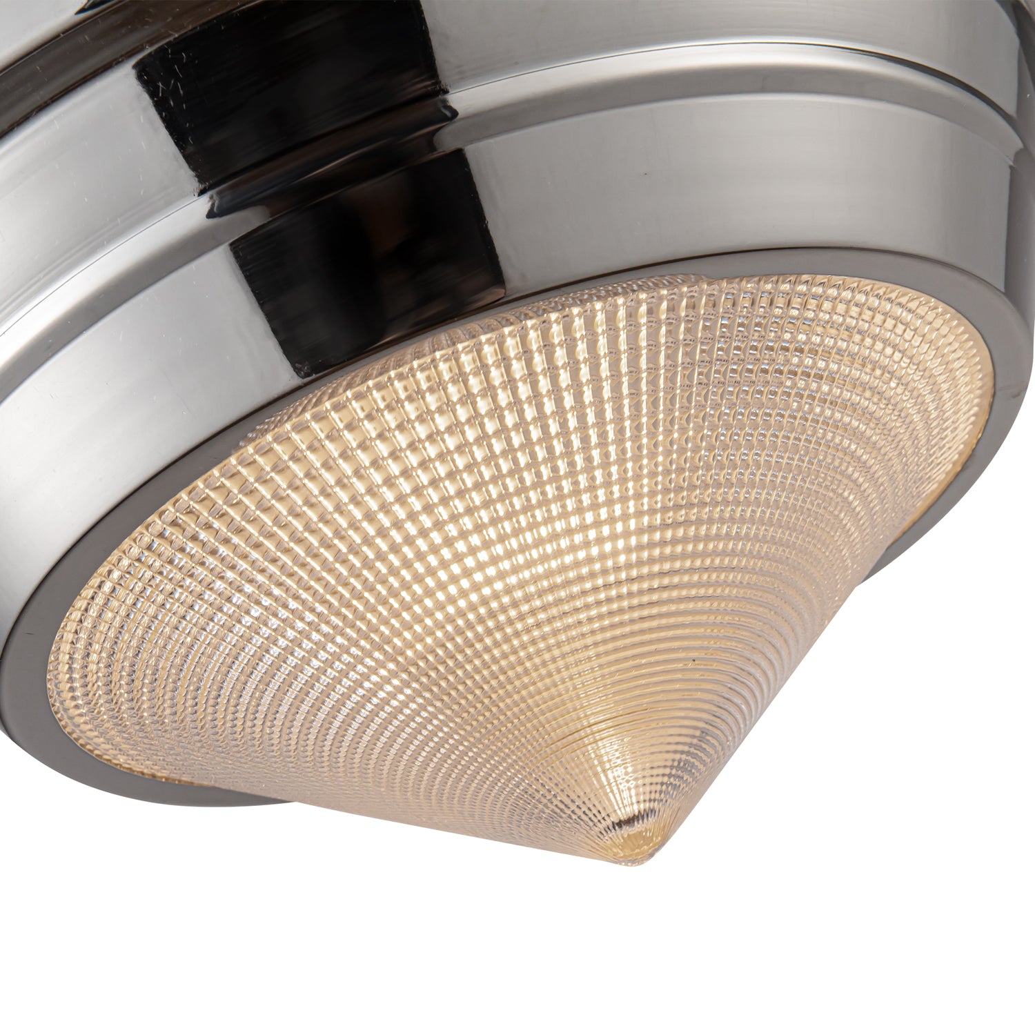 Willard 10-in Polished Nickel/Prismatic Glass 1 Light Flush Mount
