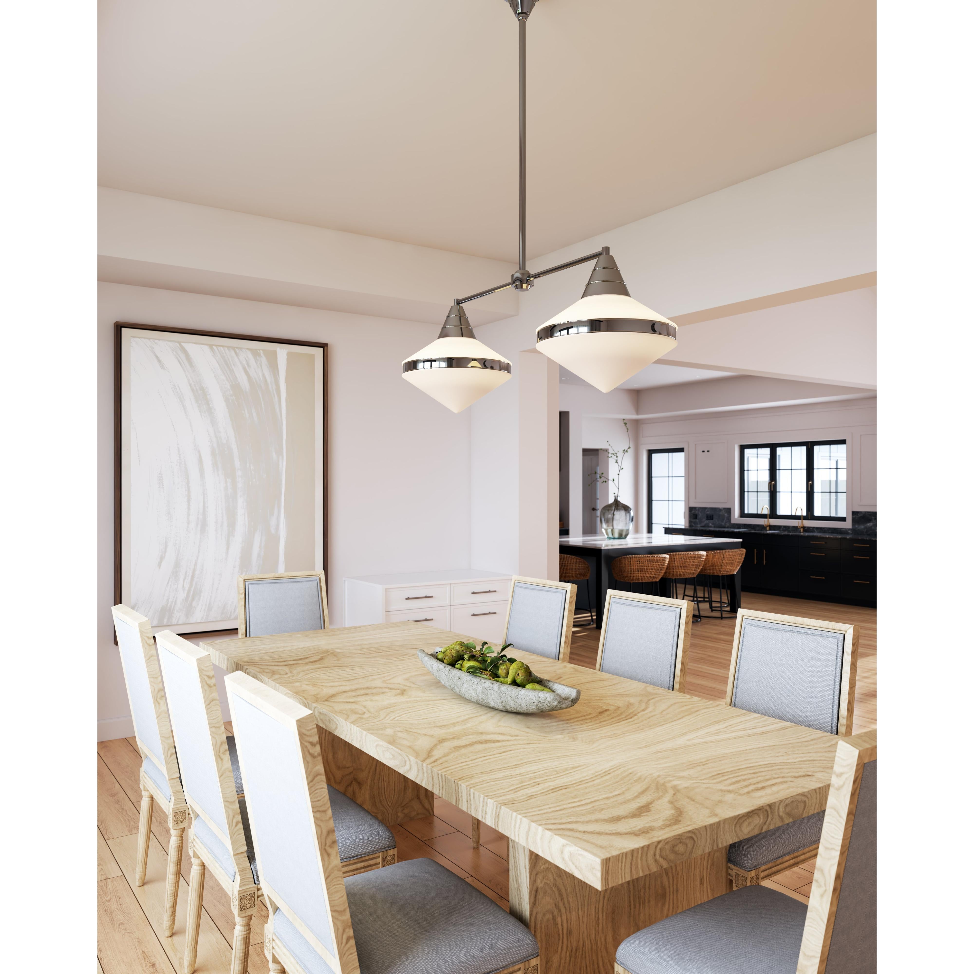 Willard 41-in Polished Nickel/Opal Matte Glass 2 Lights Linear Pendant