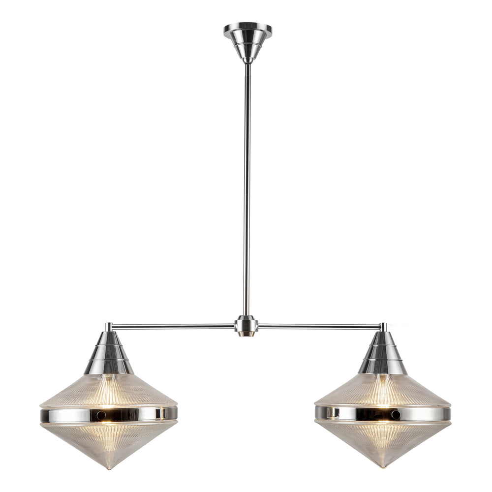 ALORA Lighting LP348241PNPG Linear Pendant, 2 Lights, Polished Nickel/Prismatic Glass