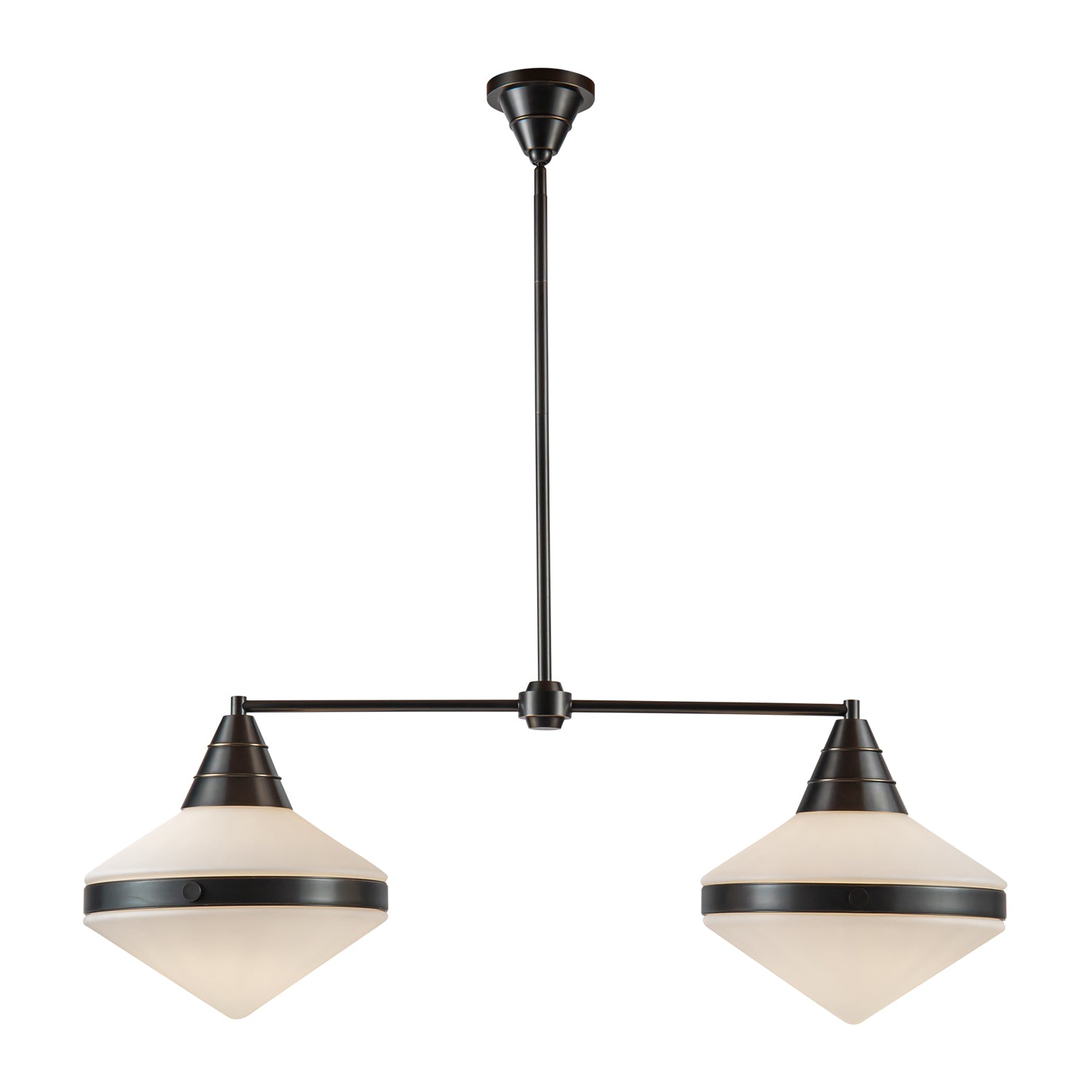 Willard 41-in Urban Bronze/Opal Matte Glass 2 Lights Linear Pendant