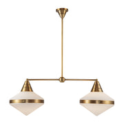 Willard 41-in Vintage Brass/Opal Matte Glass 2 Lights Linear Pendant
