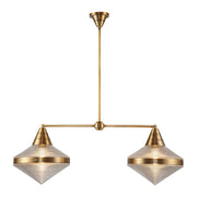 Willard 41-in Vintage Brass/Prismatic Glass 2 Lights Linear Pendant