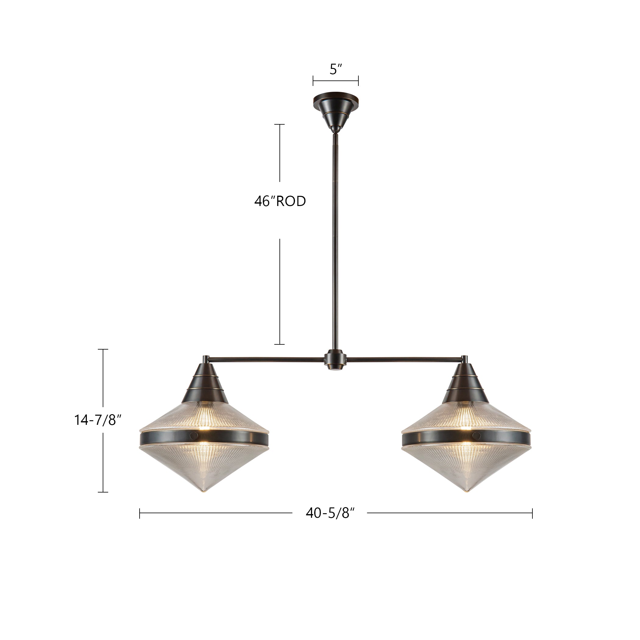 Willard 41-in Vintage Brass/Prismatic Glass 2 Lights Linear Pendant