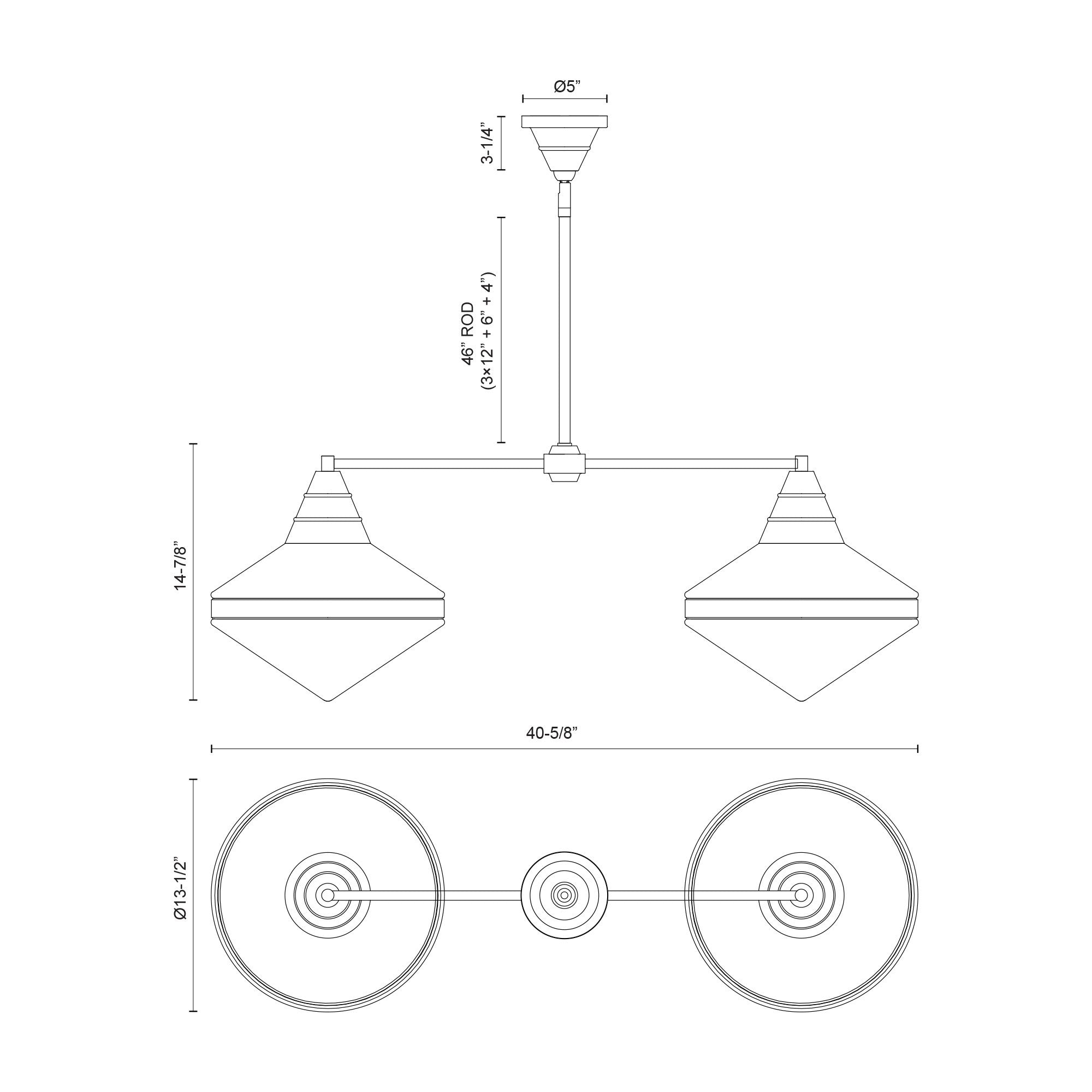 Willard 41-in Urban Bronze/Opal Matte Glass 2 Lights Linear Pendant