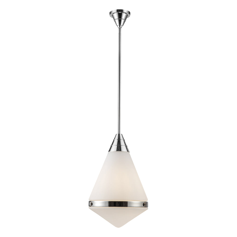ALORA Lighting PD348022PNOP Willard 22-in Pendant Light, UL Damp Rated, Polished Nickel/Opal Matte Glass