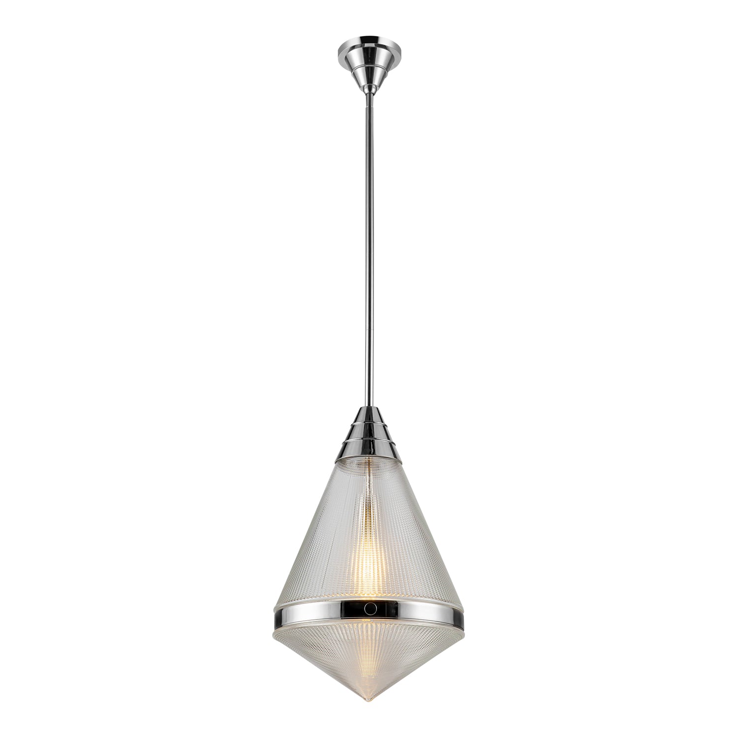 Willard 22-in Polished Nickel/Prismatic Glass 1 Light Pendant