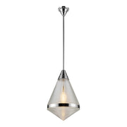 Willard 22-in Polished Nickel/Prismatic Glass 1 Light Pendant