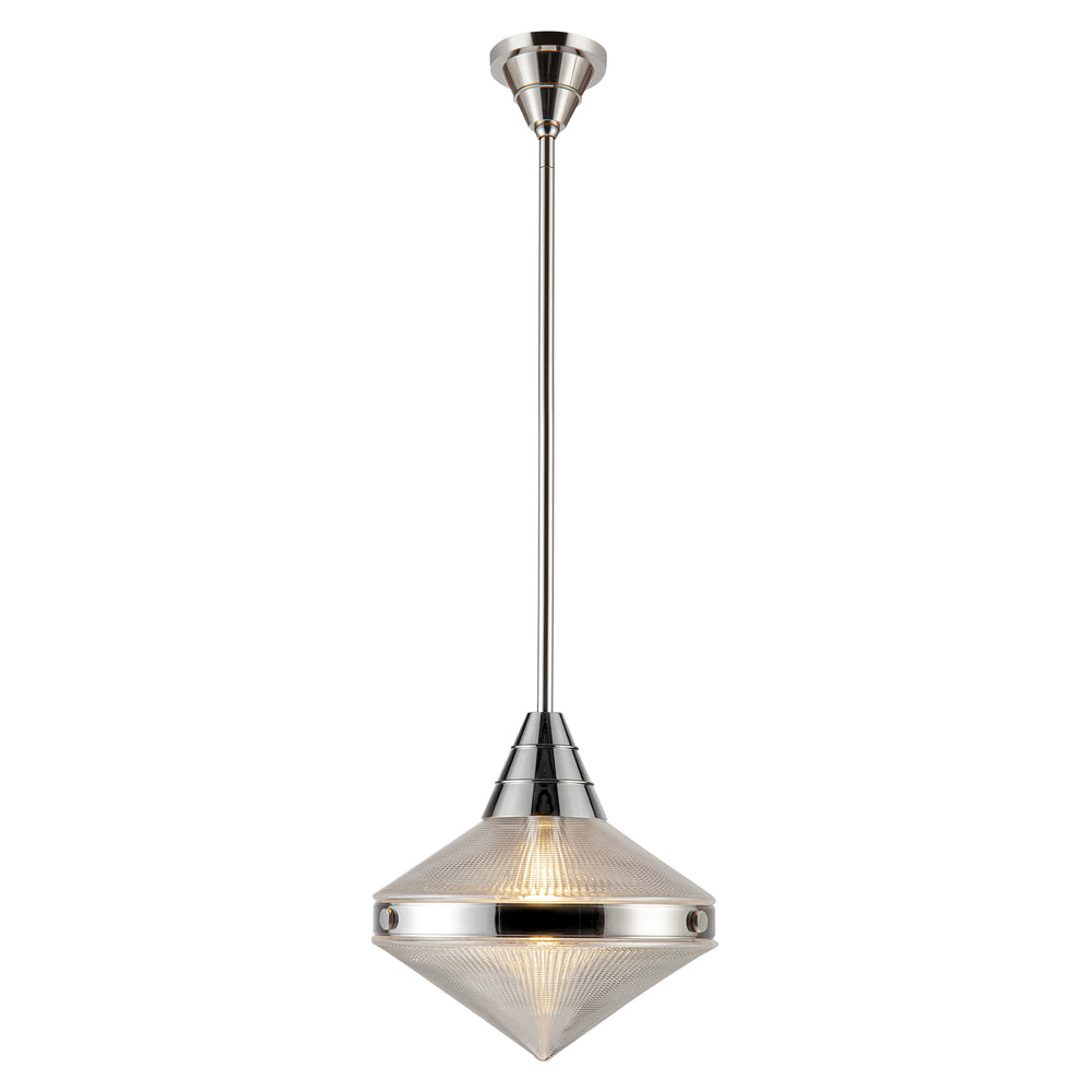 ALORA Lighting Willard PD348114PNPG Pendant Light Fixture, UL Damp Rated, Polished Nickel/Prismatic Glass