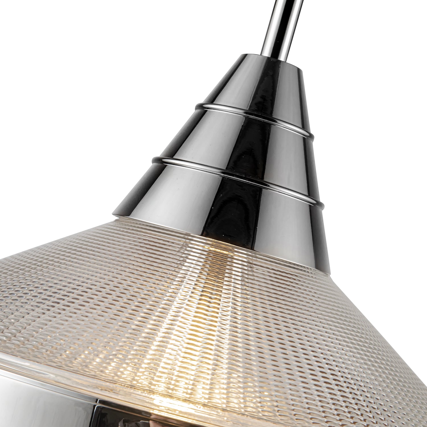Willard 14-in Polished Nickel/Prismatic Glass 1 Light Pendant