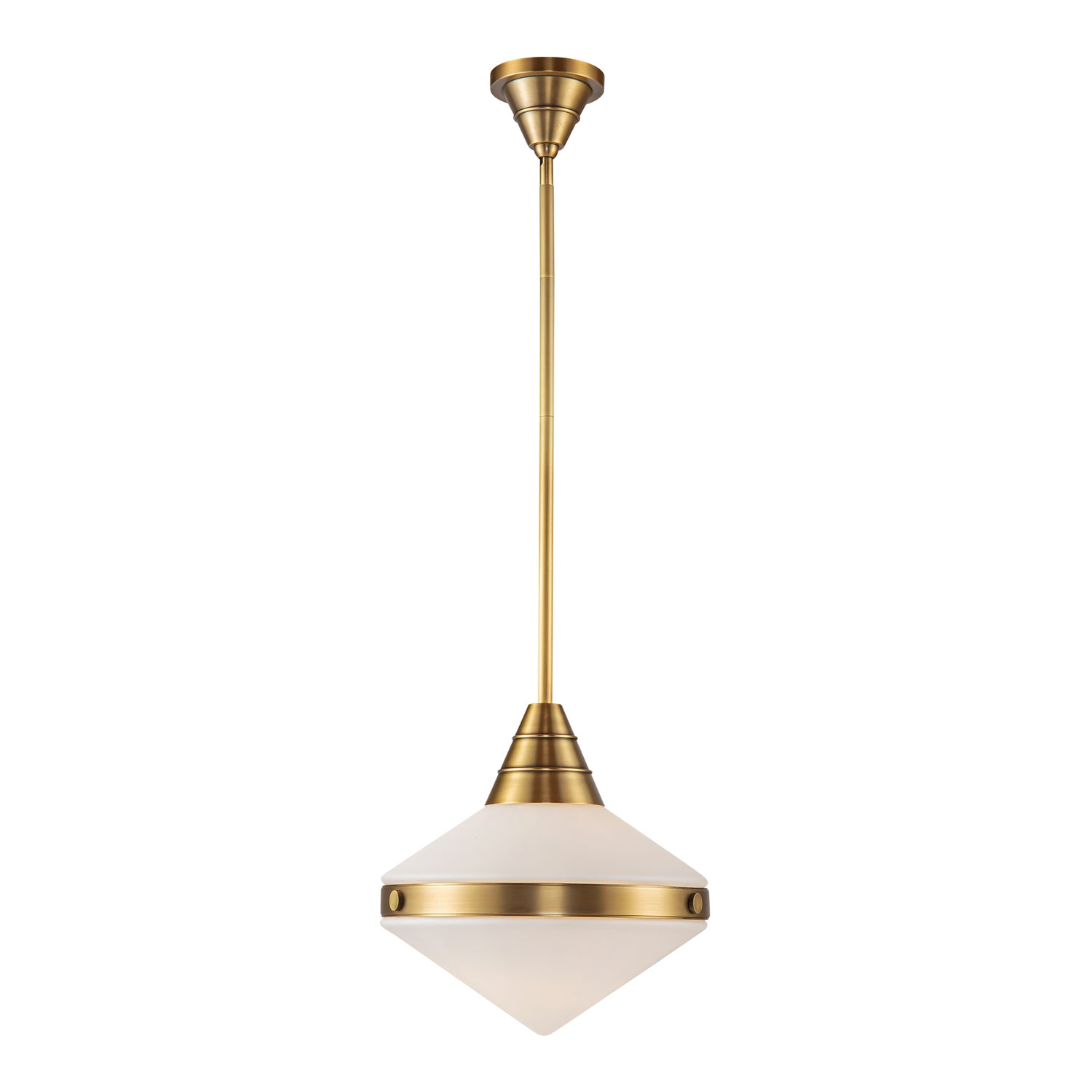 Willard 14-in Vintage Brass/Opal Matte Glass 1 Light Pendant