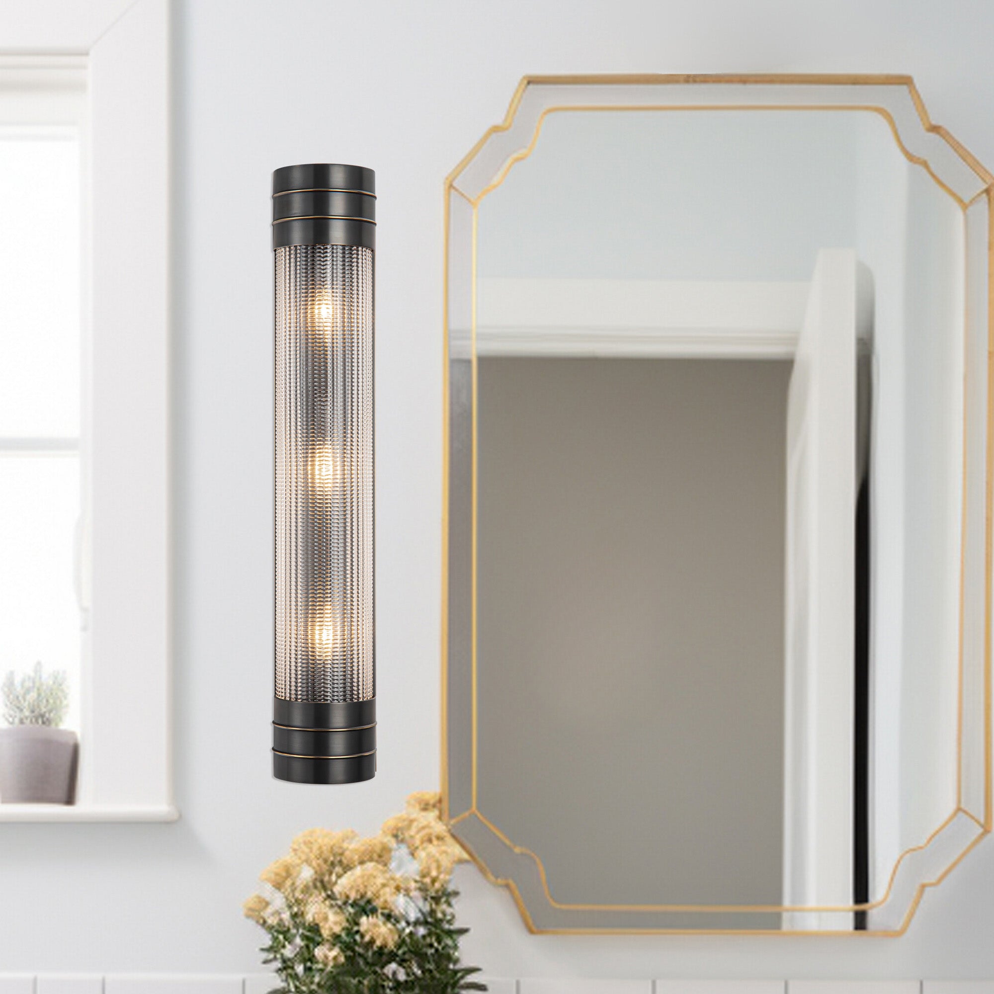 Willard 24-in Urban Bronze/Prismatic Glass 3 Lights Wall/Vanity