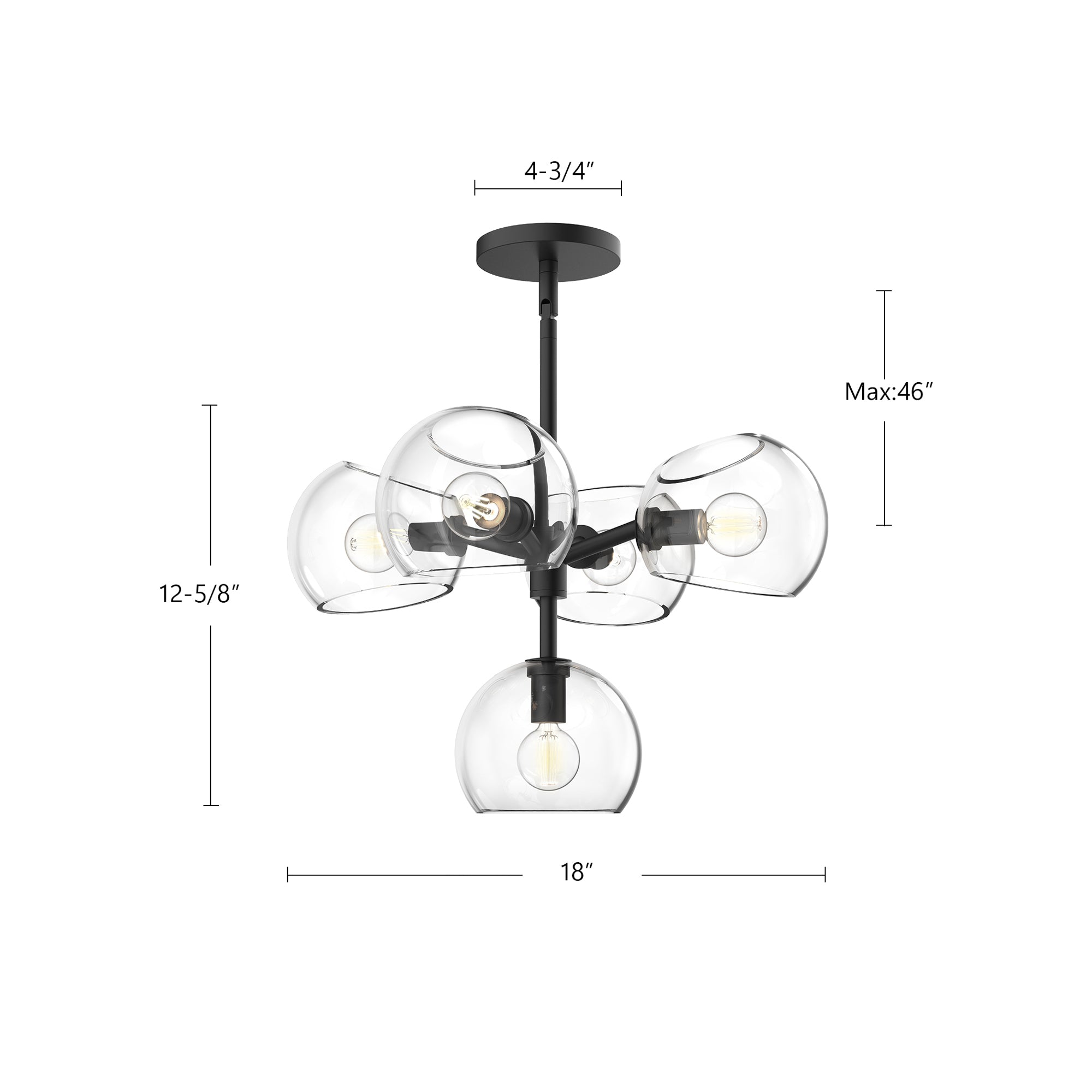 Willow 18-in Brushed Gold/Copper Glass 5 Lights Chandeliers