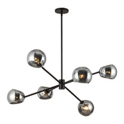 Willow 37-in Matte Black/Smoked Solid Glass 6 Lights Chandeliers