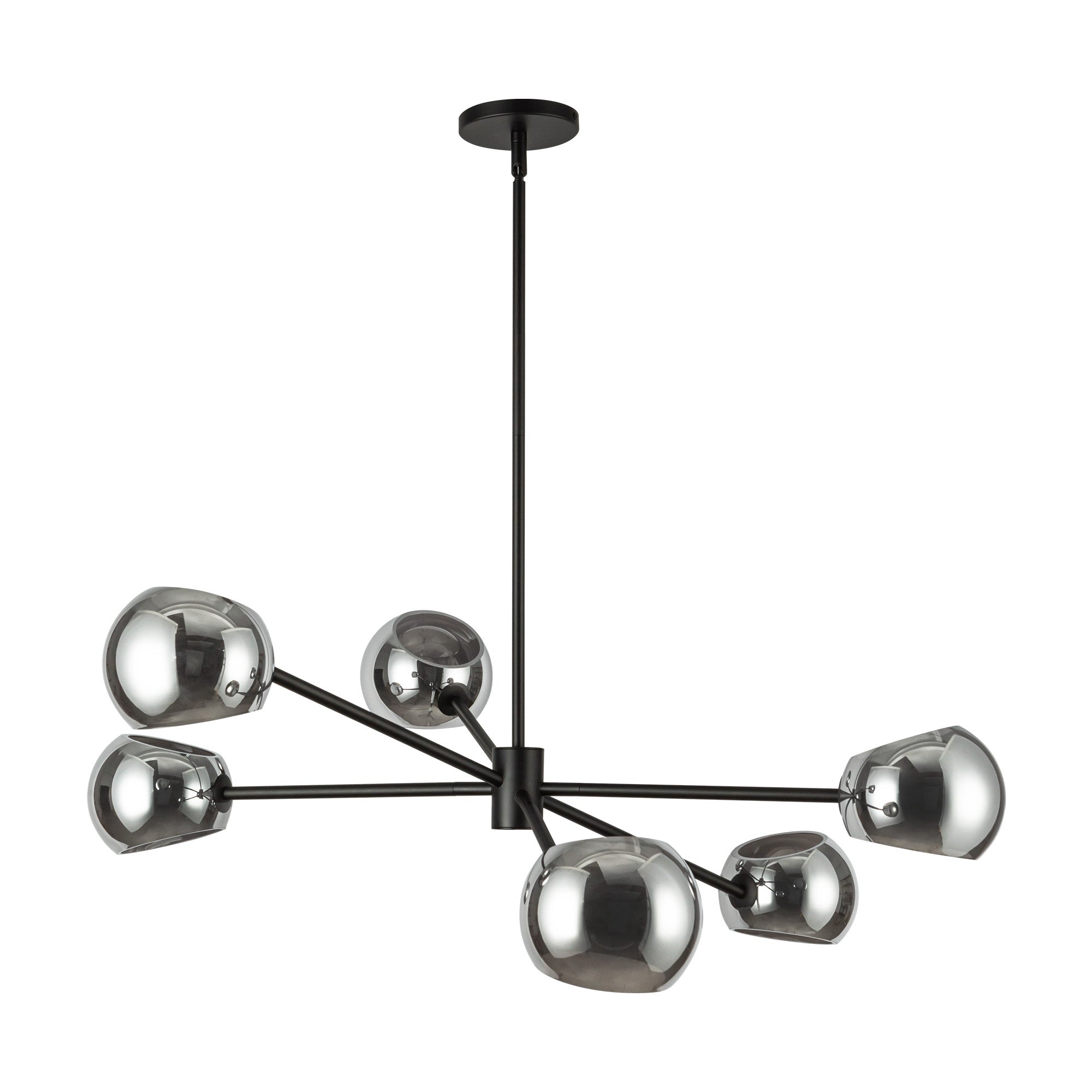Willow 37-in Matte Black/Smoked Solid Glass 6 Lights Chandeliers
