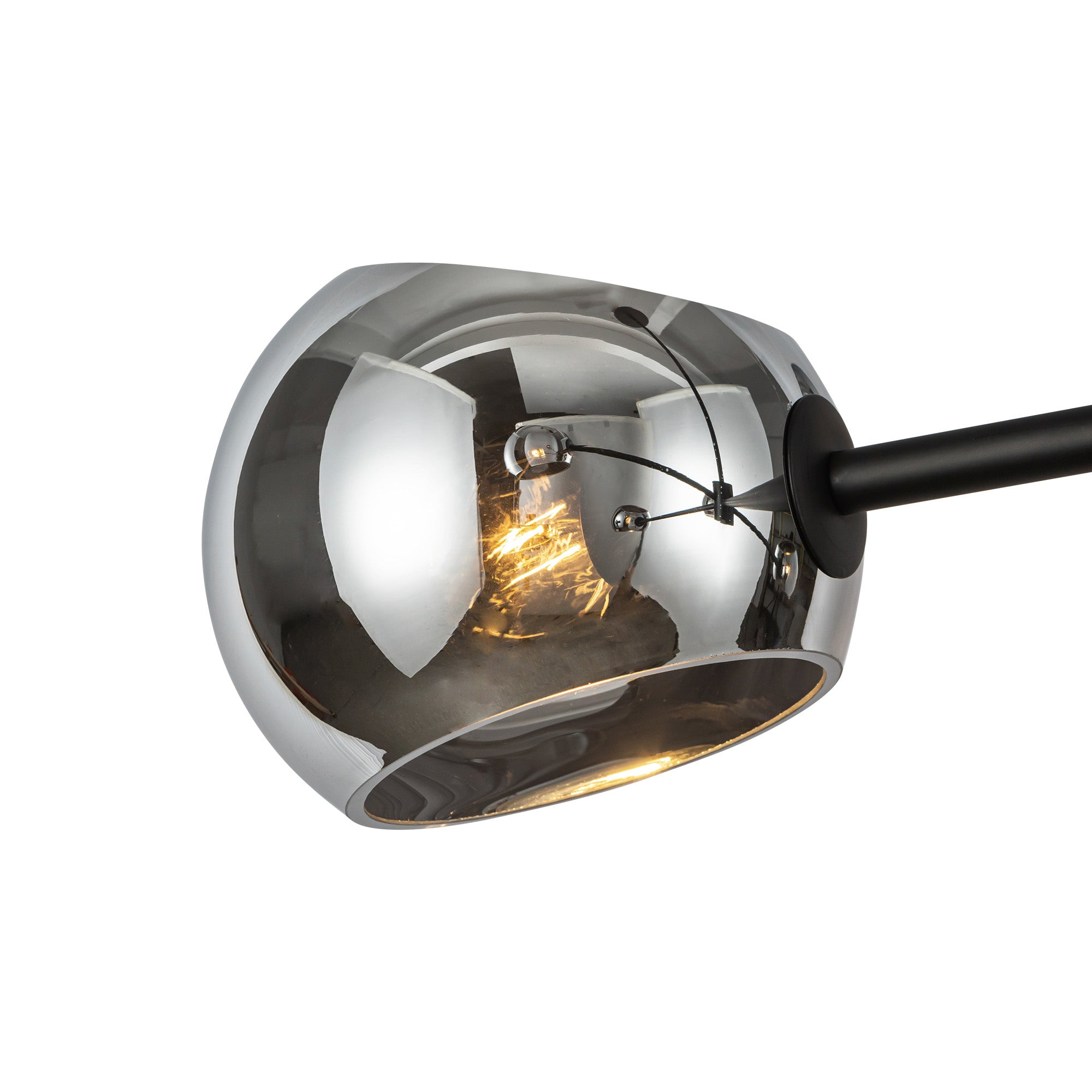 Willow 37-in Matte Black/Smoked Solid Glass 6 Lights Chandeliers