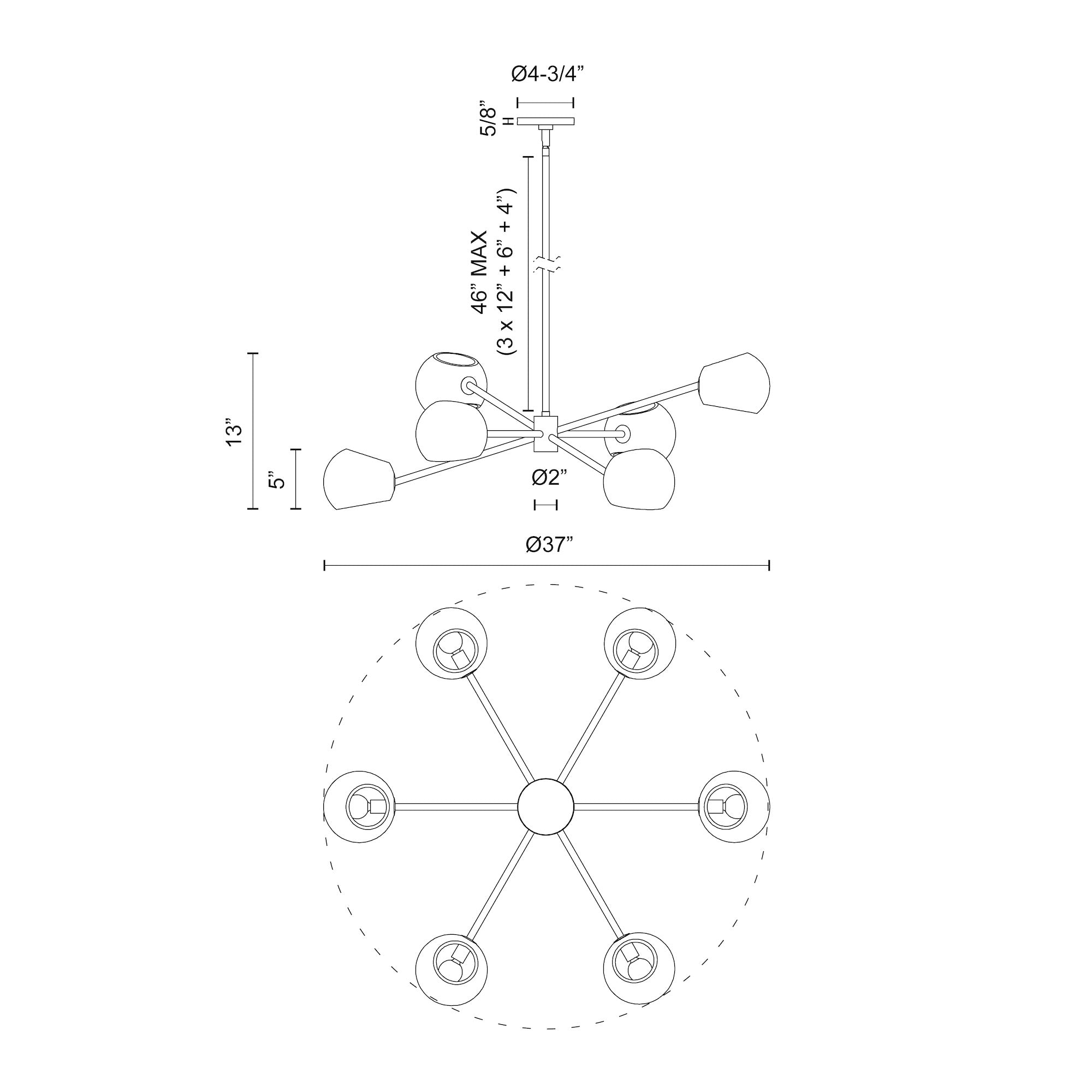 Willow 37-in Brushed Gold/Copper Glass 6 Lights Chandeliers