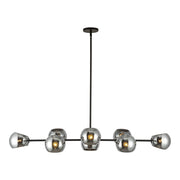 Willow 48-in Matte Black/Smoked Solid Glass 8 Lights Linear Pendant