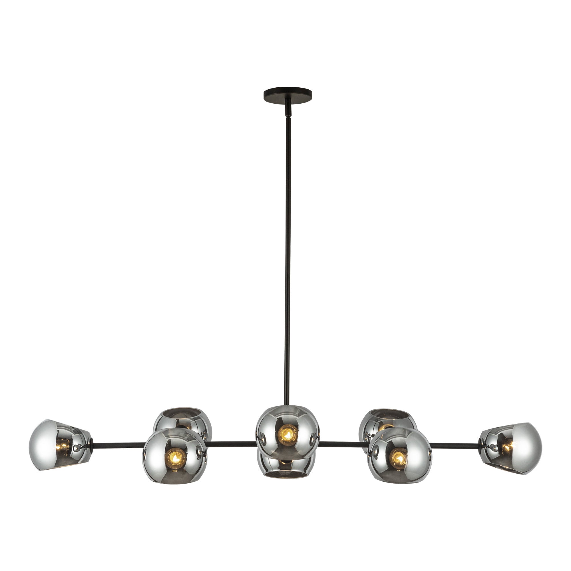 Willow 48-in Matte Black/Smoked Solid Glass 8 Lights Linear Pendant