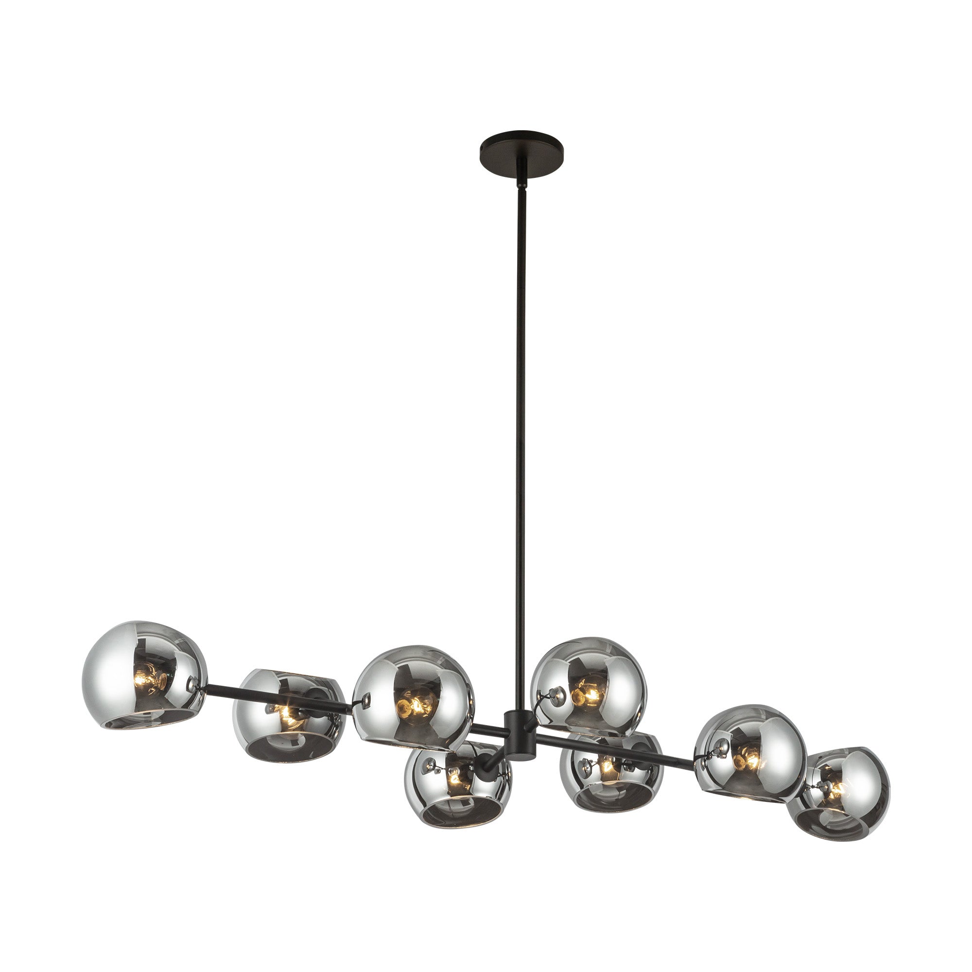 Willow 48-in Matte Black/Smoked Solid Glass 8 Lights Linear Pendant