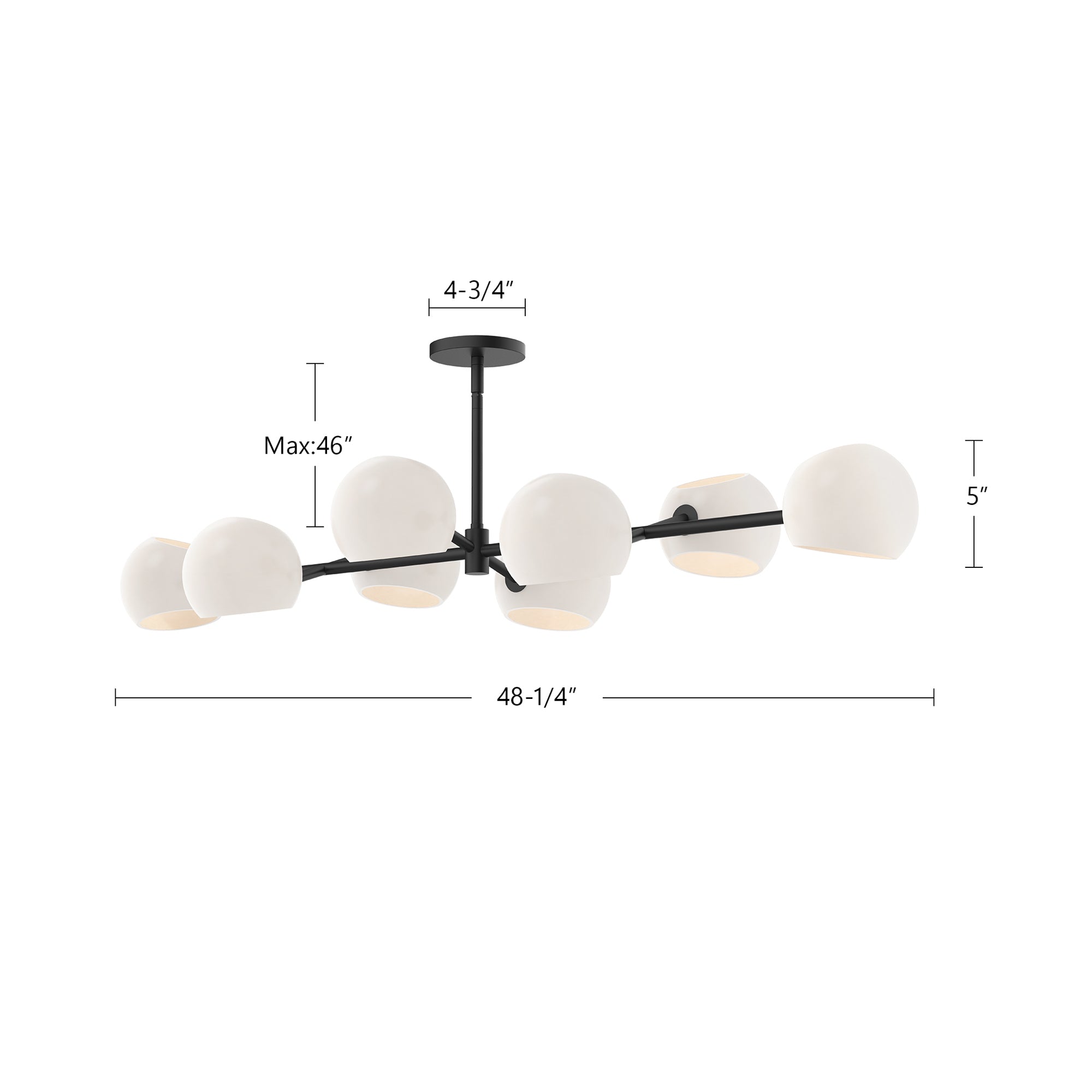 Willow 48-in Clear Glass/Matte Black 8 Lights Linear Pendant