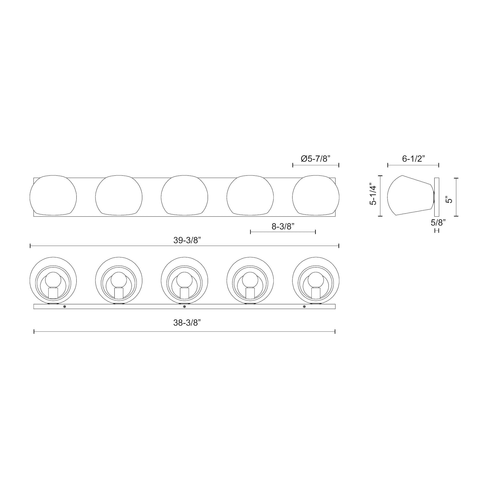 Willow 40-in Matte Black 5 Lights Vanity