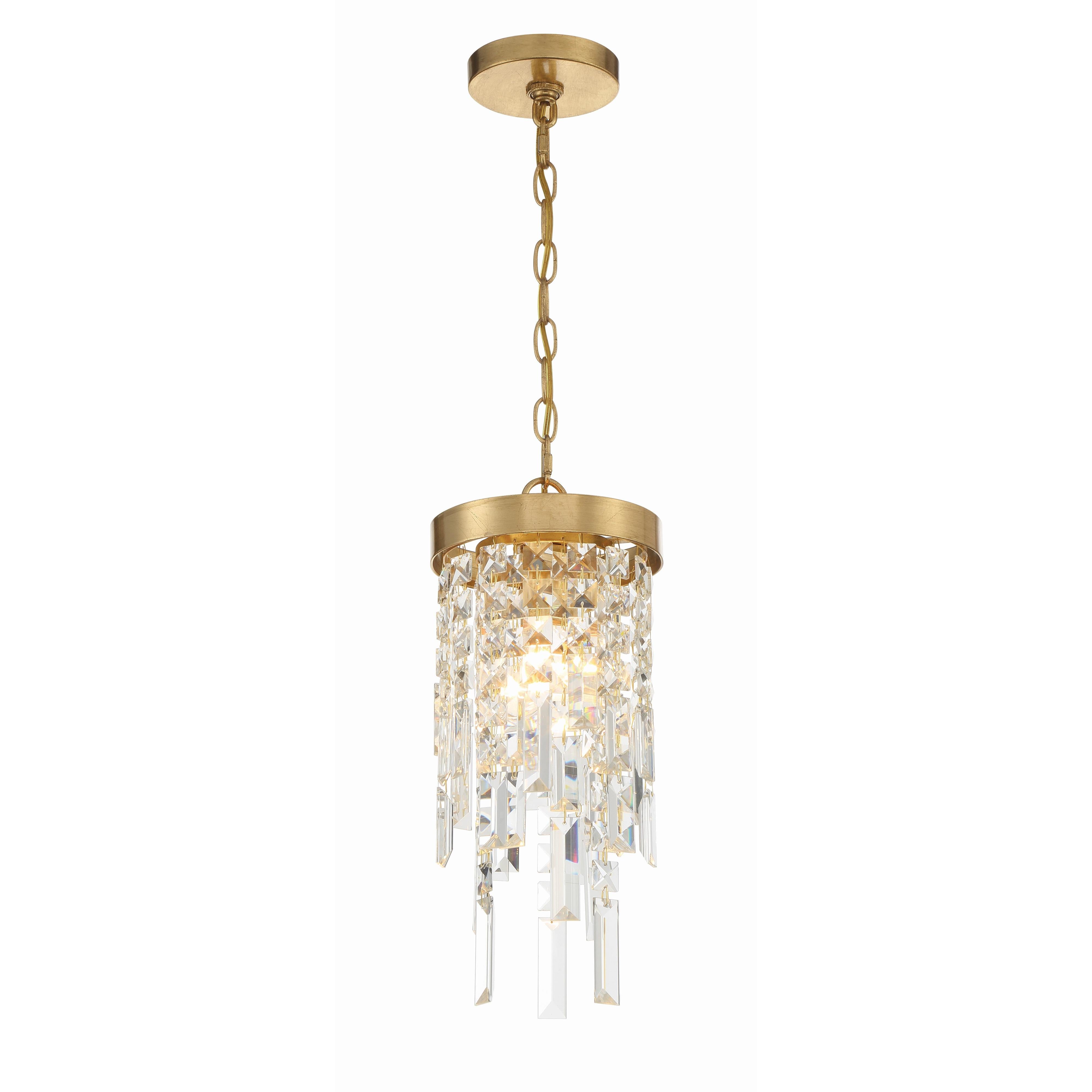 Crystorama Winfield WIN-210-GA-CL-MWP – 7 Inch – 1 Light – Pendant Light – Antique Gold – Damp Rated