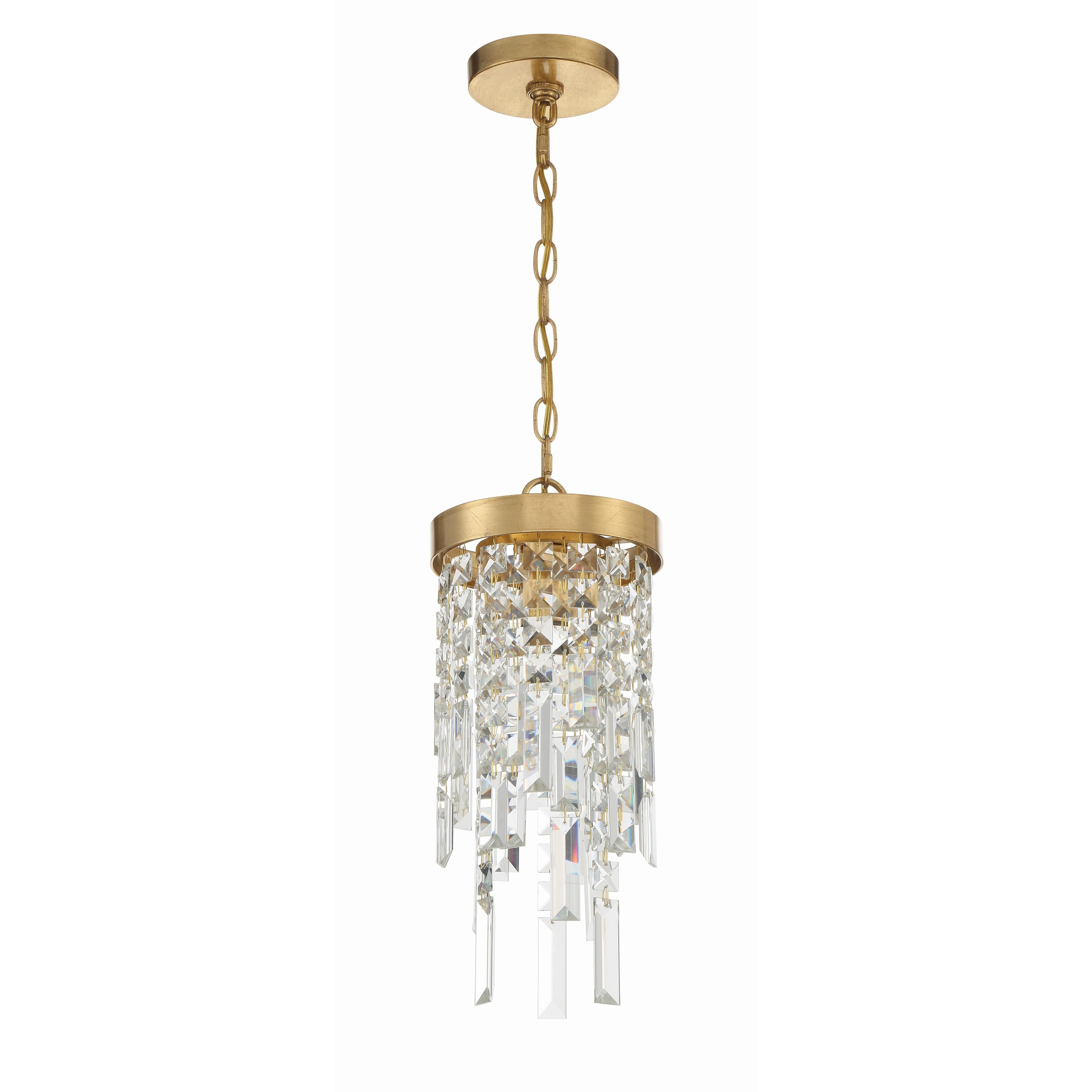 Crystorama Winfield WIN-210-GA-CL-MWP – 7 Inch – 1 Light – Pendant Light – Antique Gold – Damp Rated