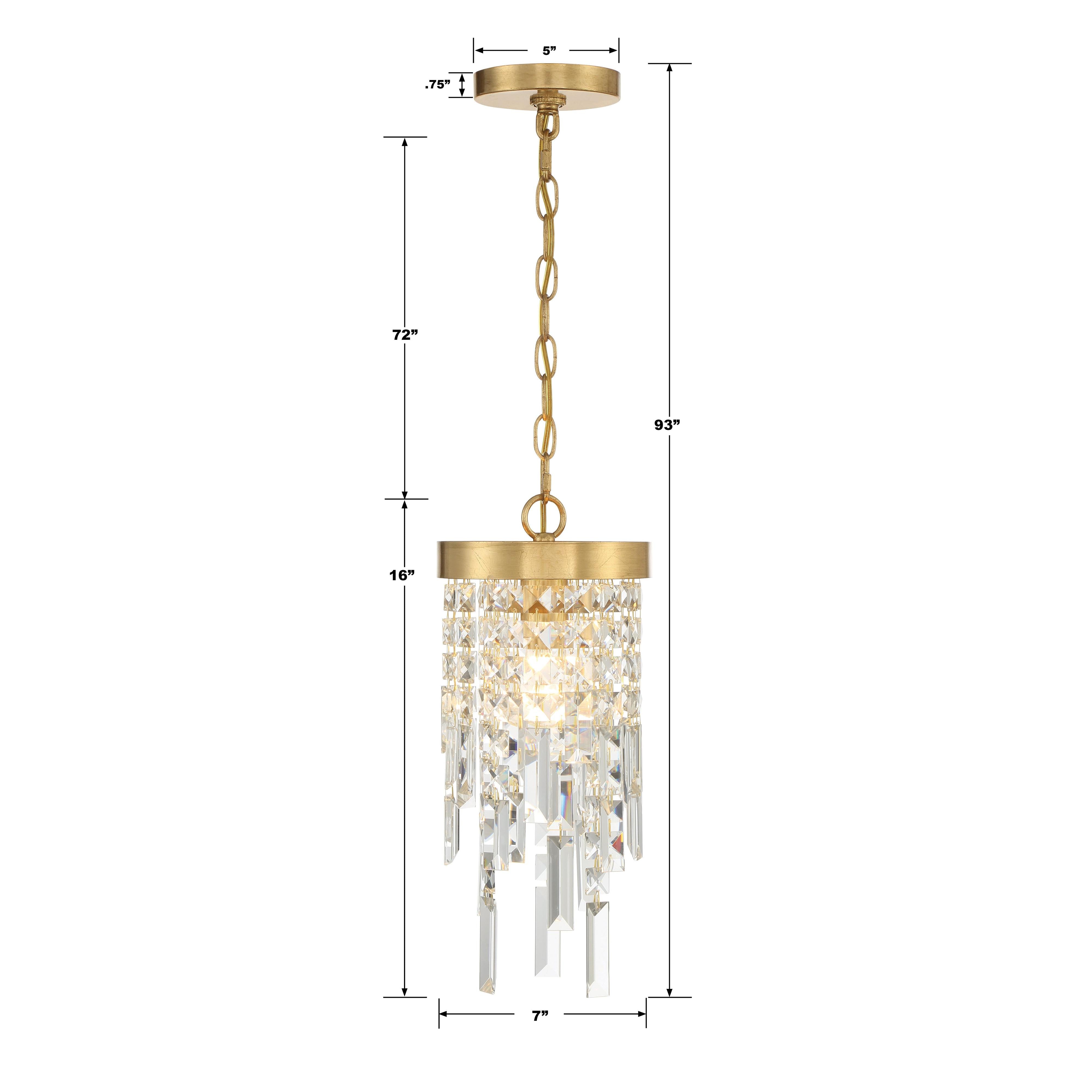 Crystorama Winfield WIN-210-GA-CL-MWP – 7 Inch – 1 Light – Pendant Light – Antique Gold – Damp Rated