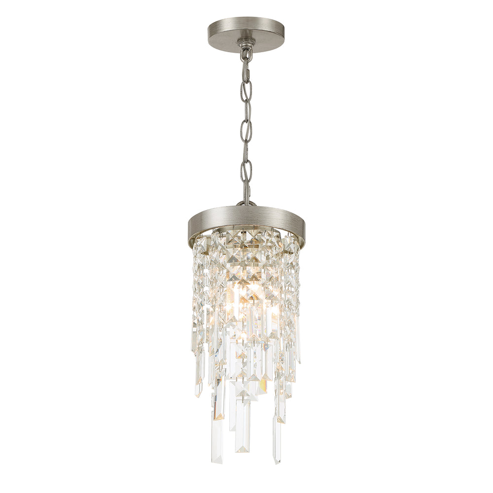 Crystorama Lighting WIN-210-SA-CL-MWP Mini Pendant, UL Damp Rated, Antique Silver