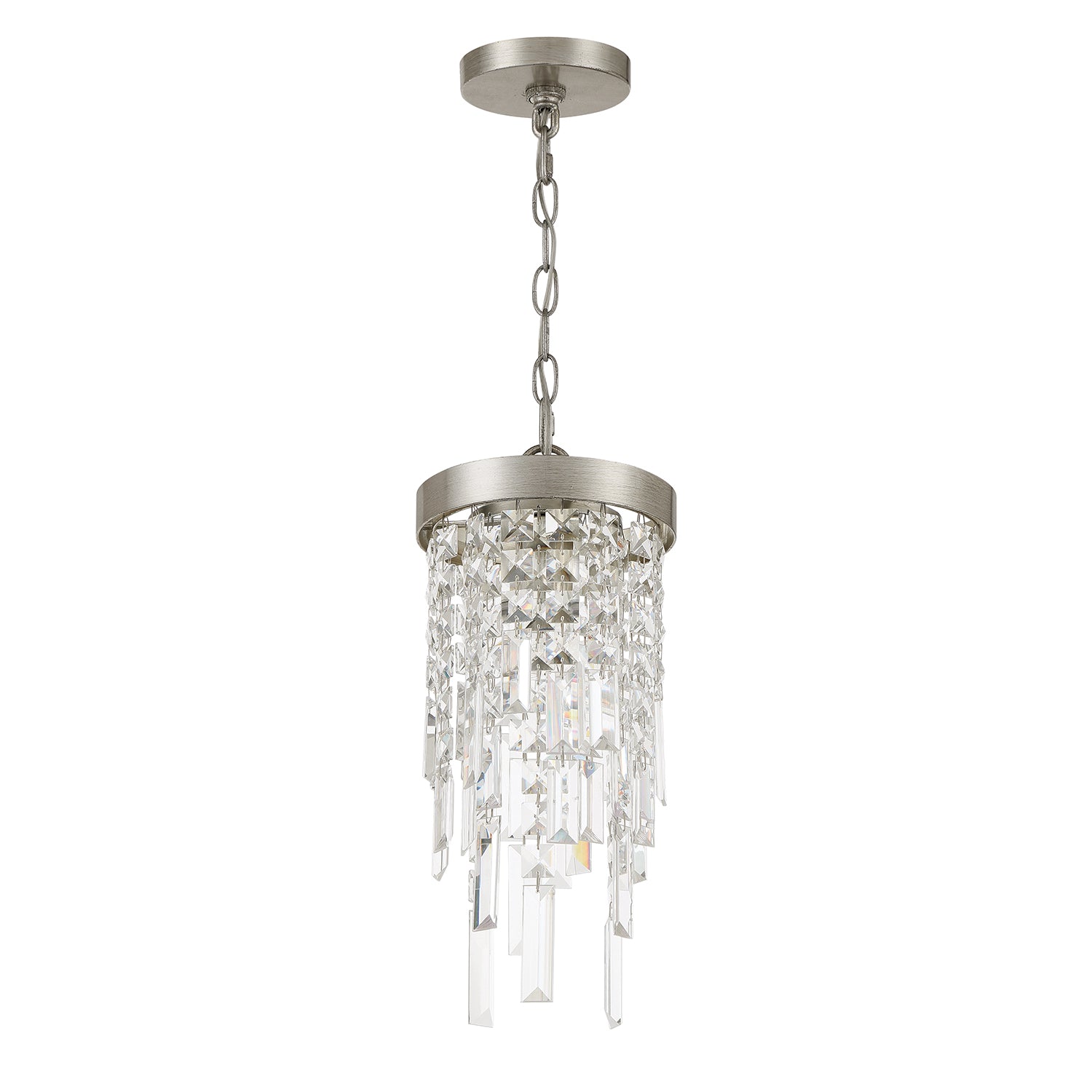 Crystorama Winfield WIN-210-SA-CL-MWP – 7 Inch – 1 Light – Pendant Light – Antique Silver – Damp Rated