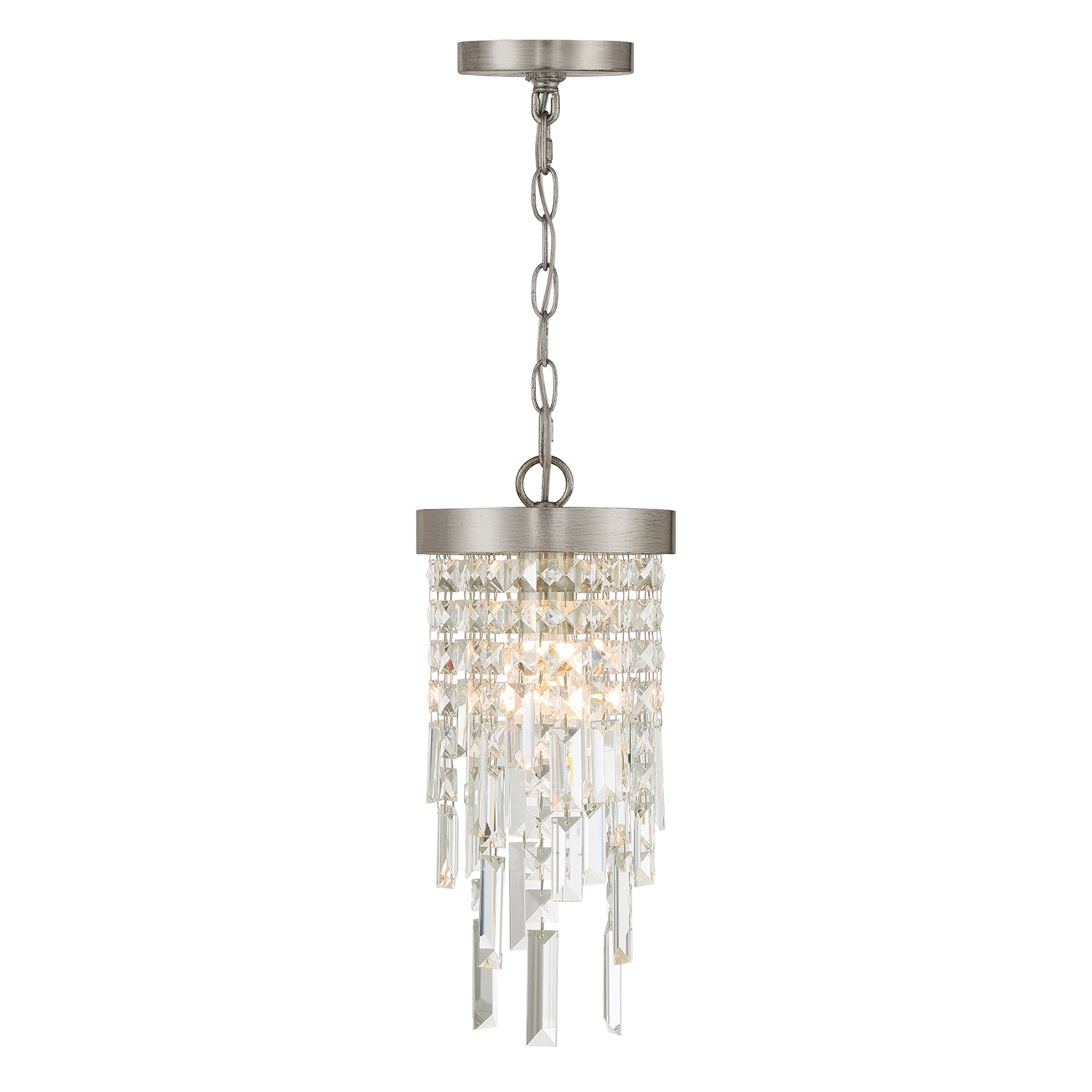 Crystorama Winfield WIN-210-SA-CL-MWP – 7 Inch – 1 Light – Pendant Light – Antique Silver – Damp Rated