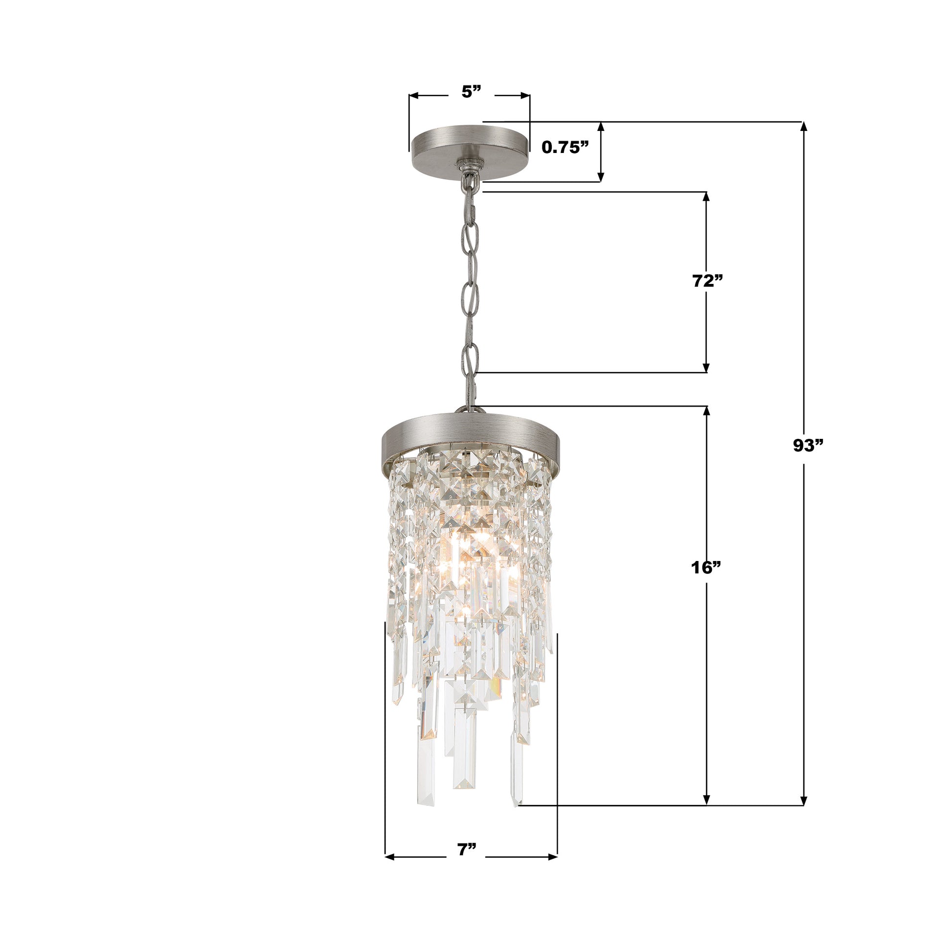 Crystorama Winfield WIN-210-SA-CL-MWP – 7 Inch – 1 Light – Pendant Light – Antique Silver – Damp Rated