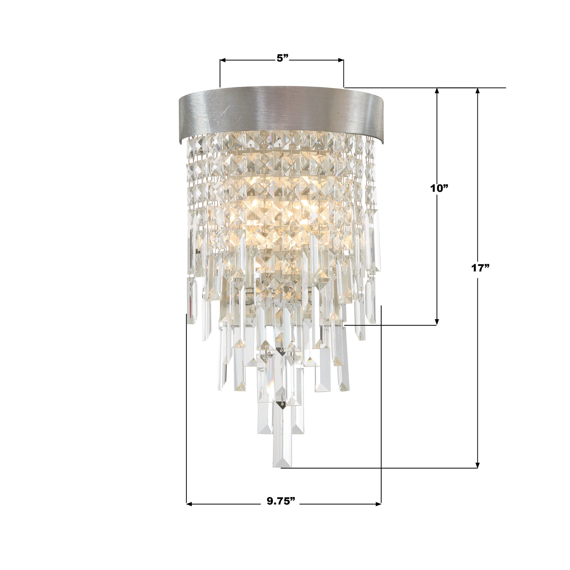 Crystorama Winfield WIN-212-SA-CL-MWP – 9.75 Inch – 2 Light – Sconce – Antique Silver – Damp Rated